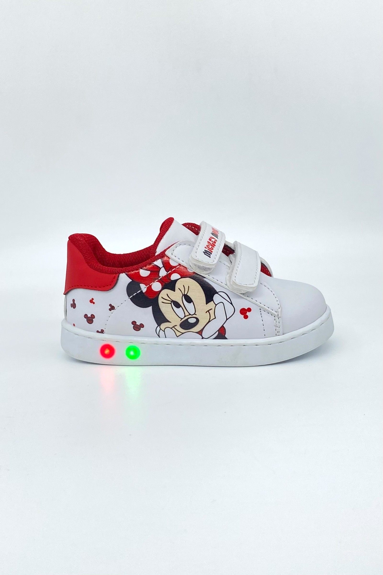 Işıklı Minnie Mouse Kız Çocuk Spor Ayakkabısı - Beyaz-Mickey