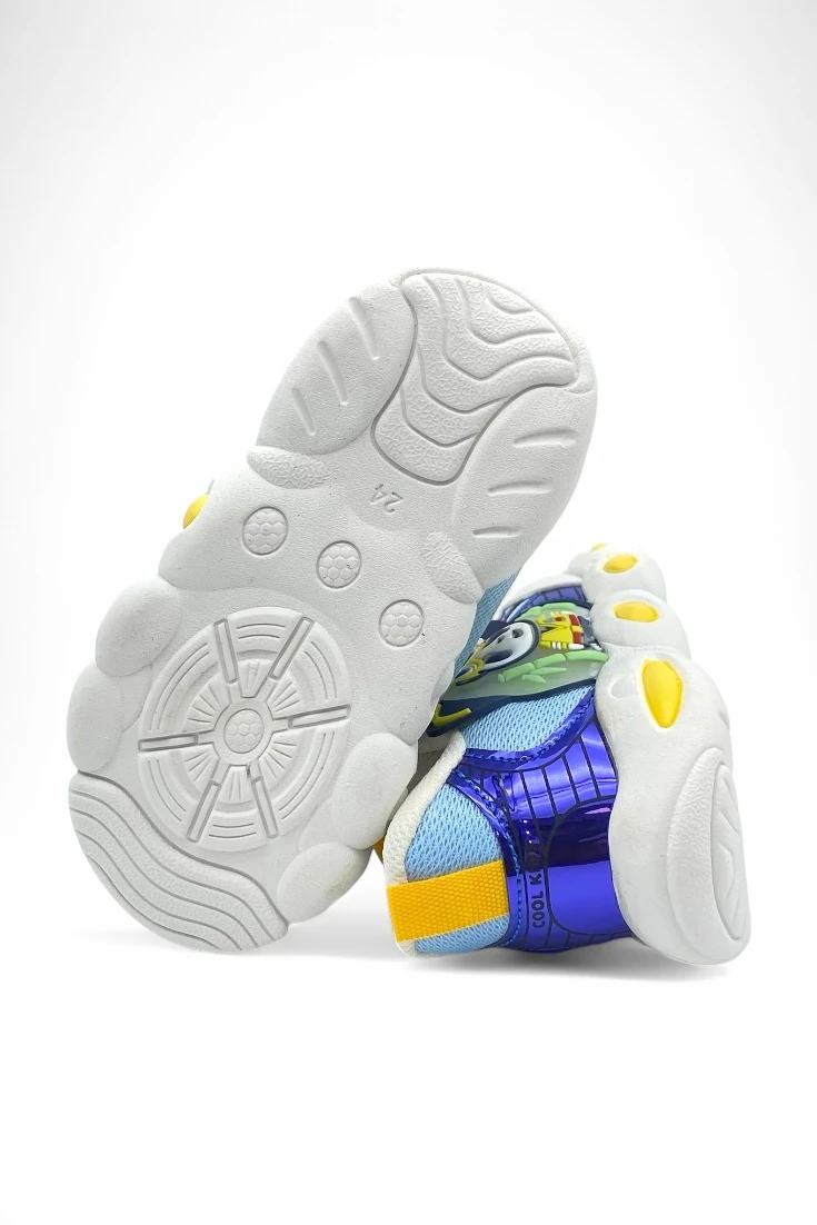 Renkli Panda Baskılı Cırtlı Ortopedik Taban Çocuk Spor Ayakkabı - Mavi 