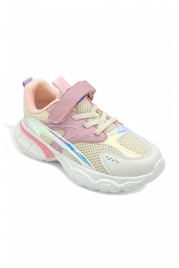 Ortopedik Taban Cırtlı Hafif Çocuk Spor Ayakkabı - Somon 