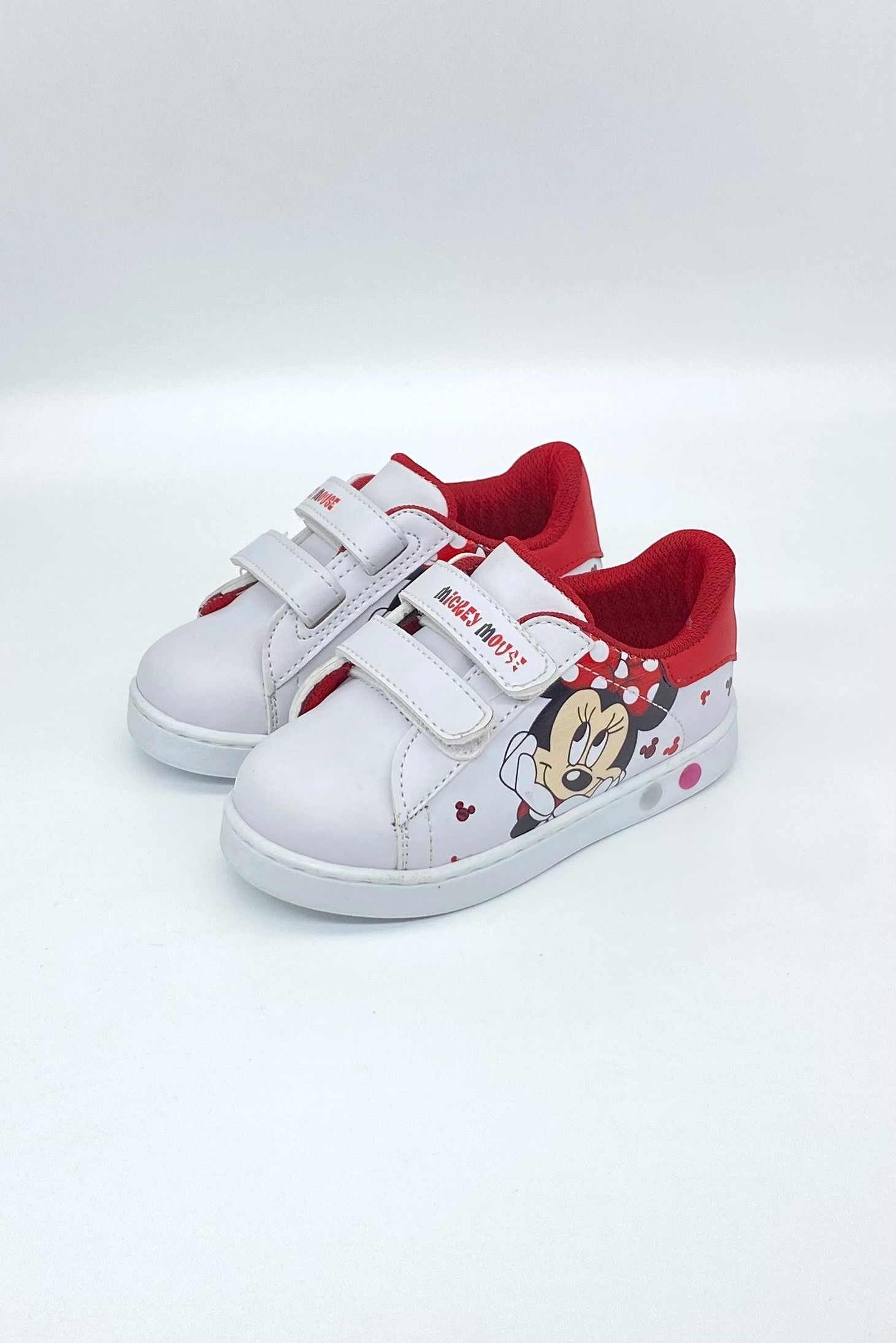 Işıklı Minnie Mouse Kız Çocuk Spor Ayakkabısı - Beyaz-Mickey