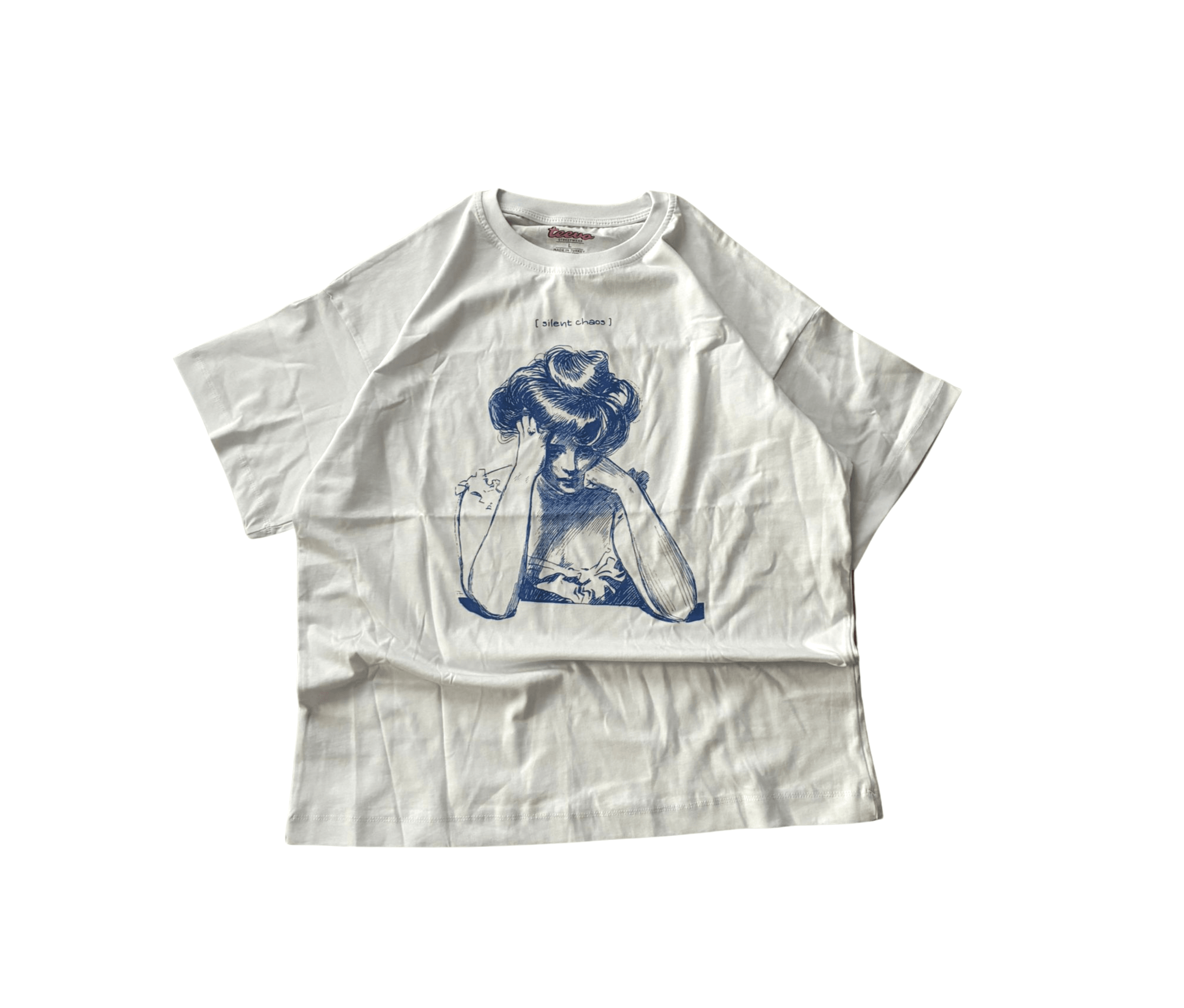 SILENT CHAOS KADIN BASKILI BOXY FIT T-SHIRT
