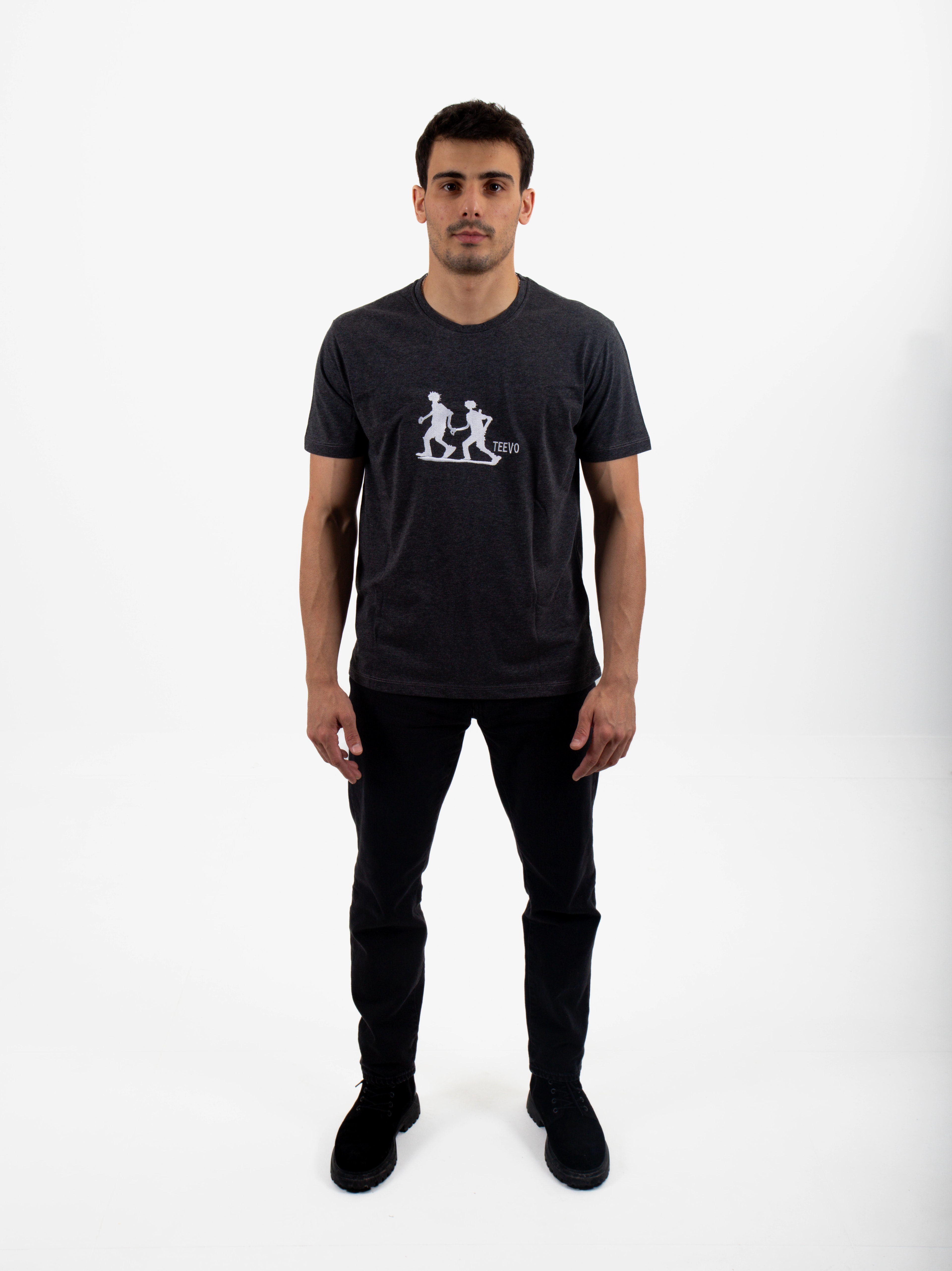 Street Duo Nakışlı Oversize Tişört - Gri