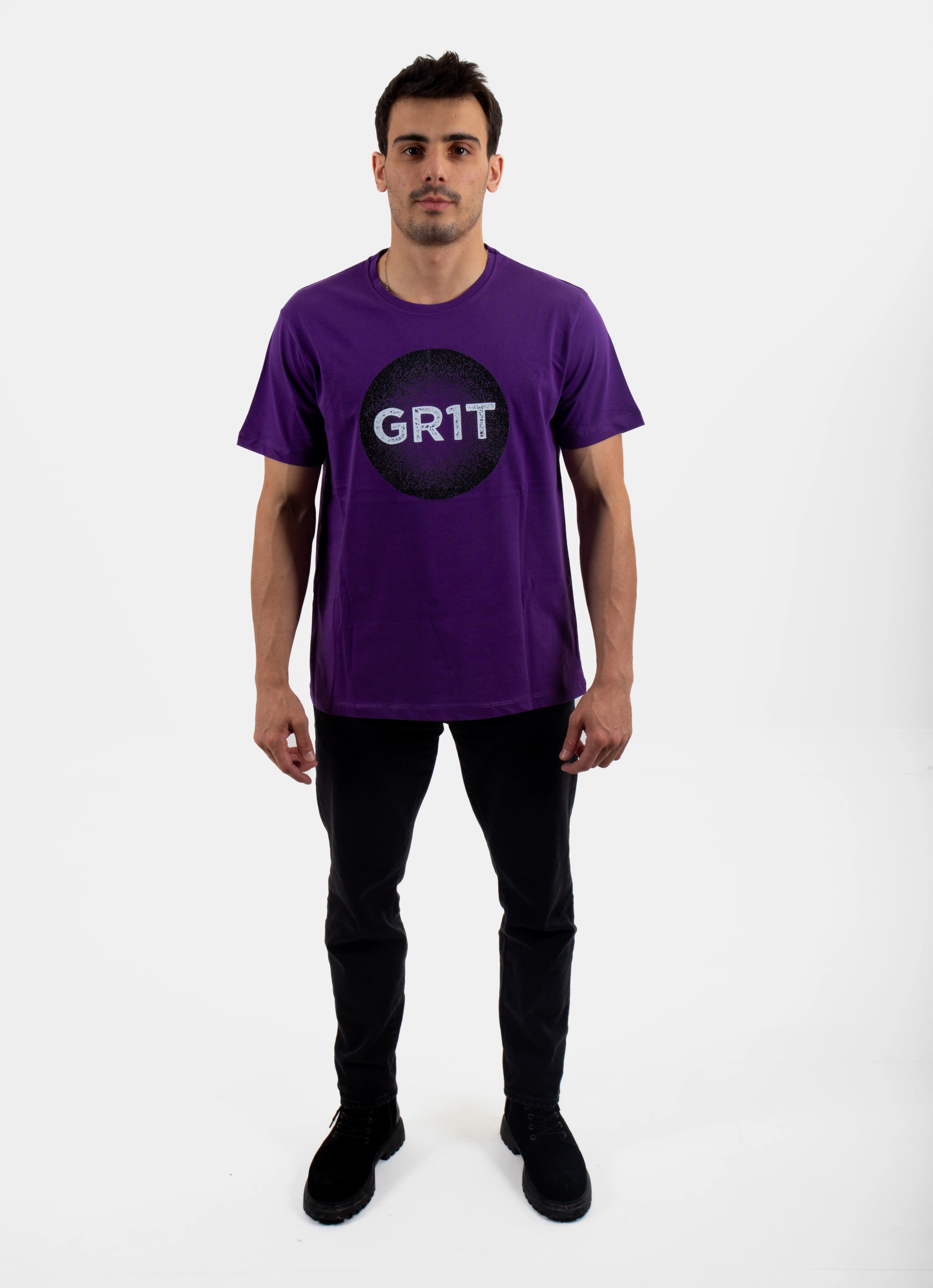 GR1T Baskılı Oversize Tişört - Mor