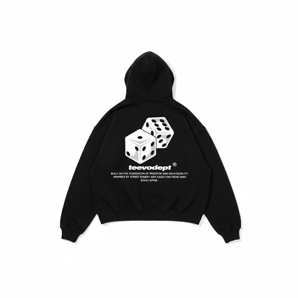Zar Detay Baskılı Hoodie - Siyah 