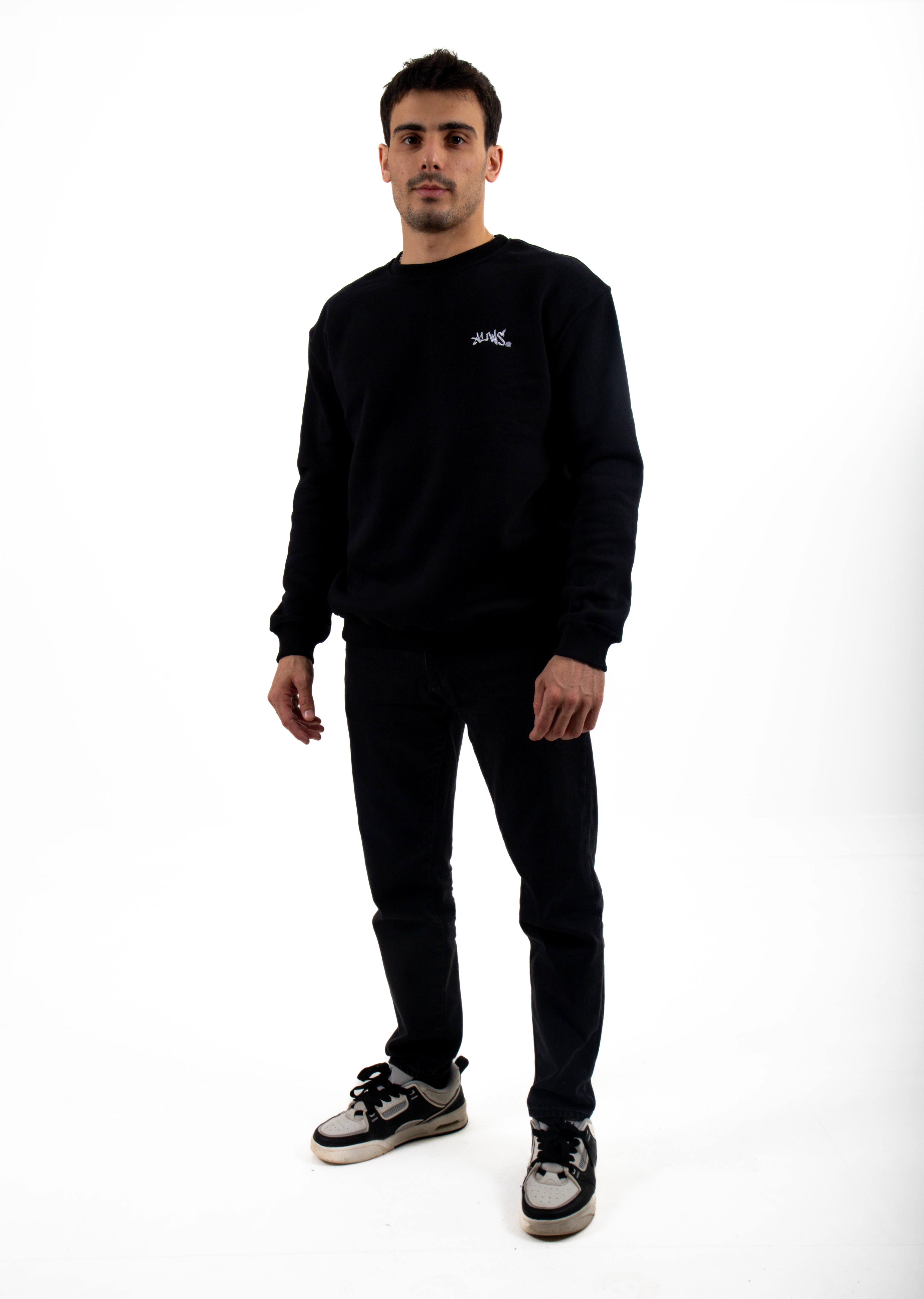 ALWS Nakışlı Premium Oversize Siyah Sweatshirt