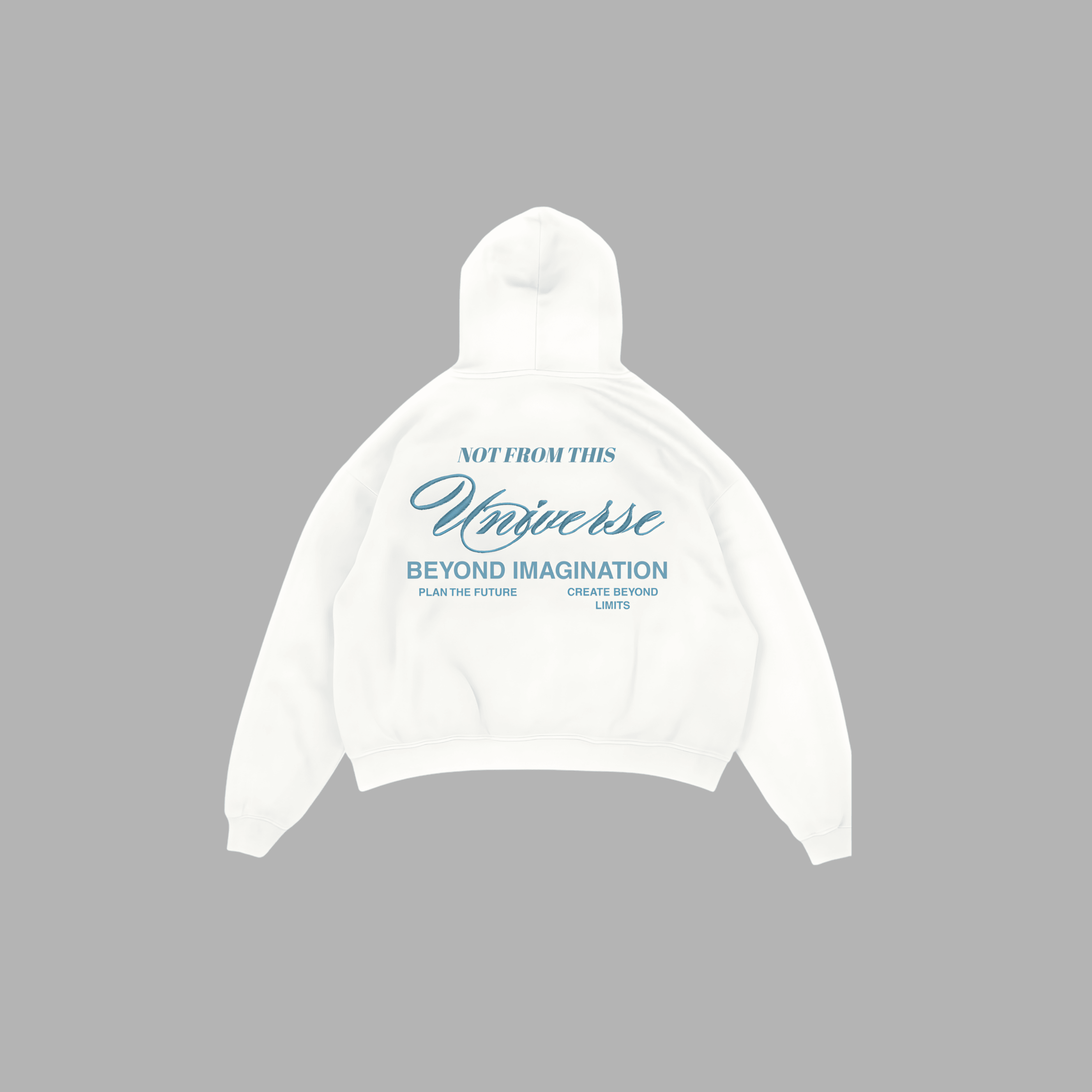 Universe Nakış Detaylı Hoodie - Beyaz ( Ön Sipariş )