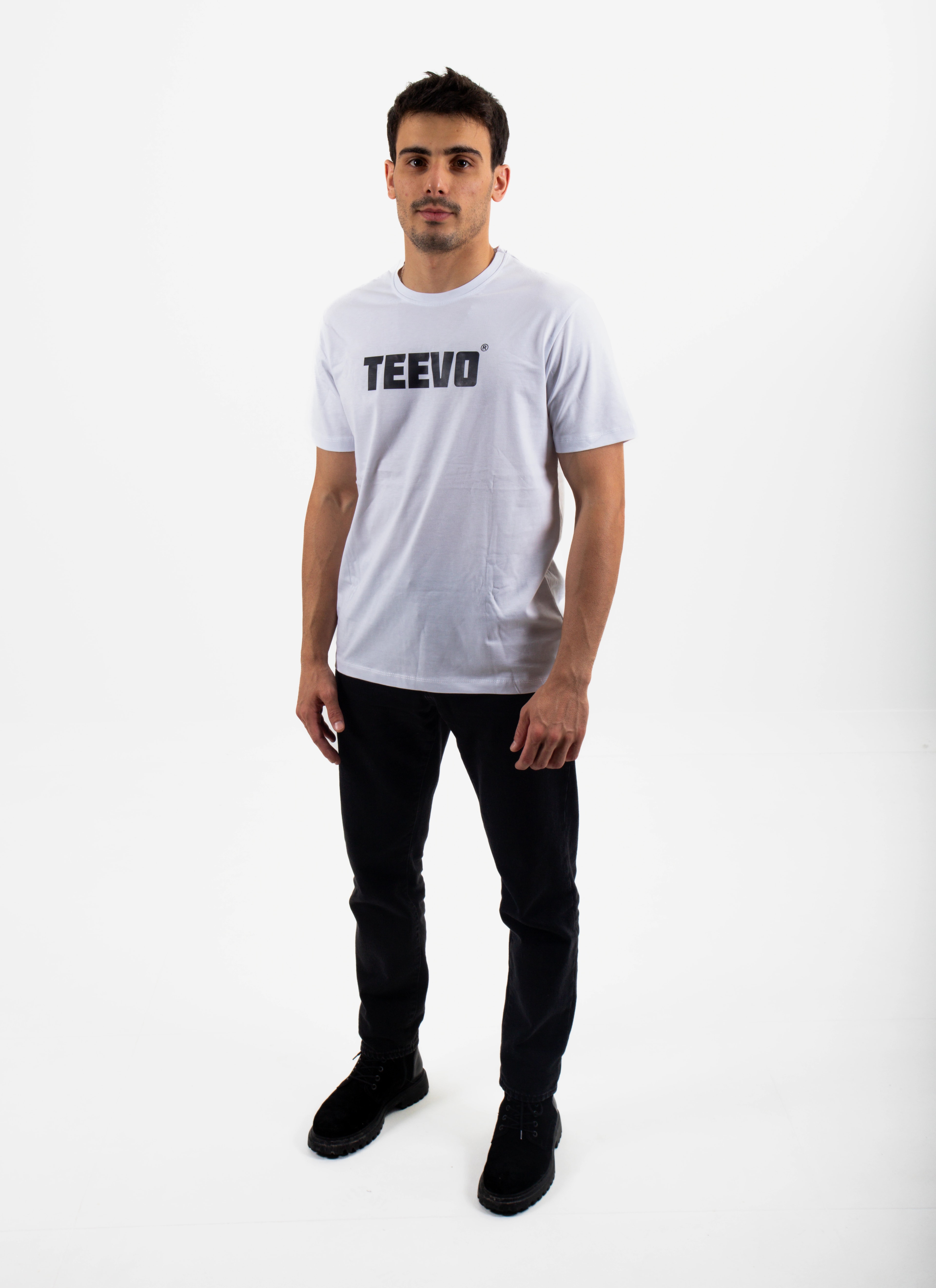 TEEVO Baskılı Oversize Tişört - Beyaz