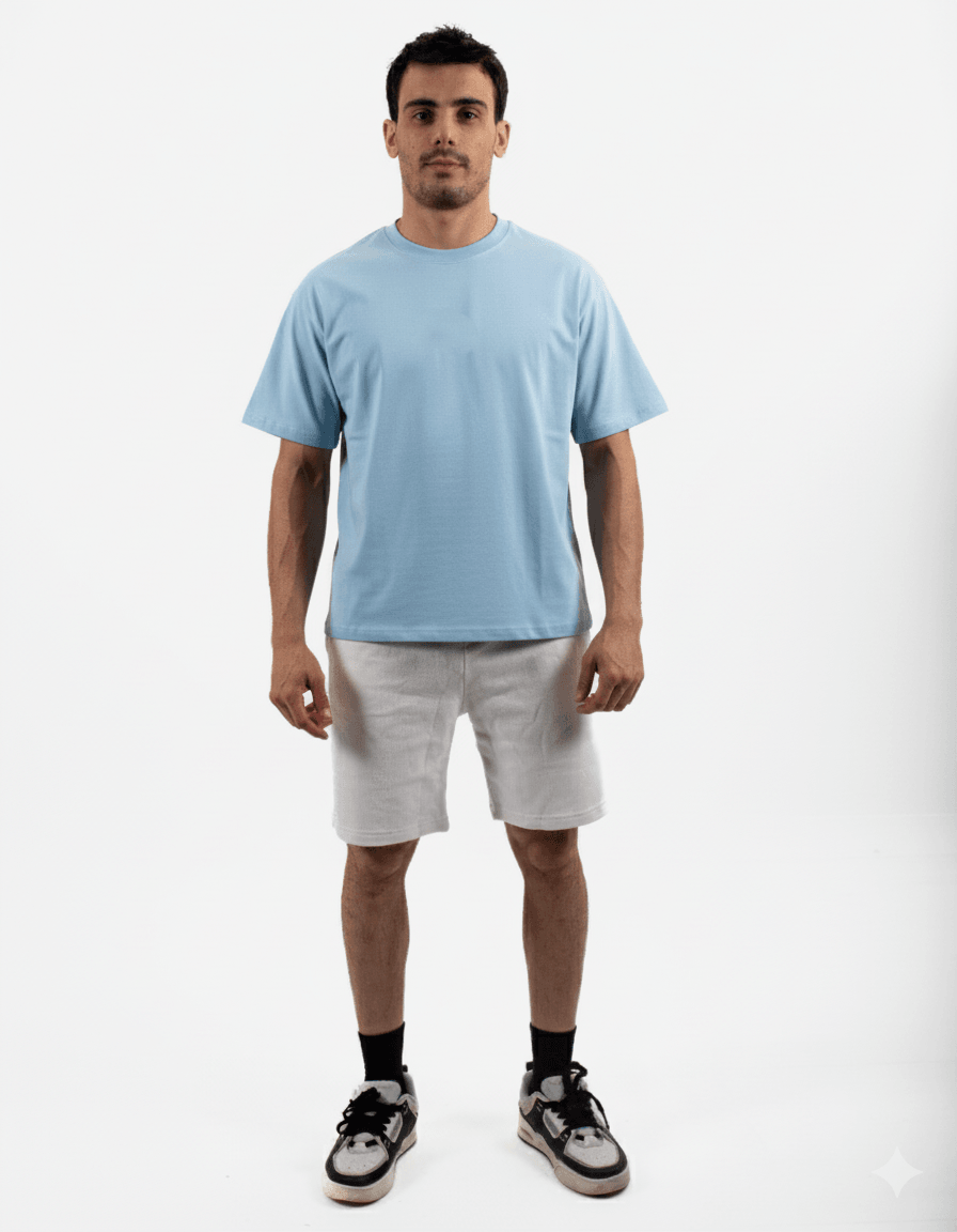 Basic Premium Kumaş Oversize Şort - Ekru