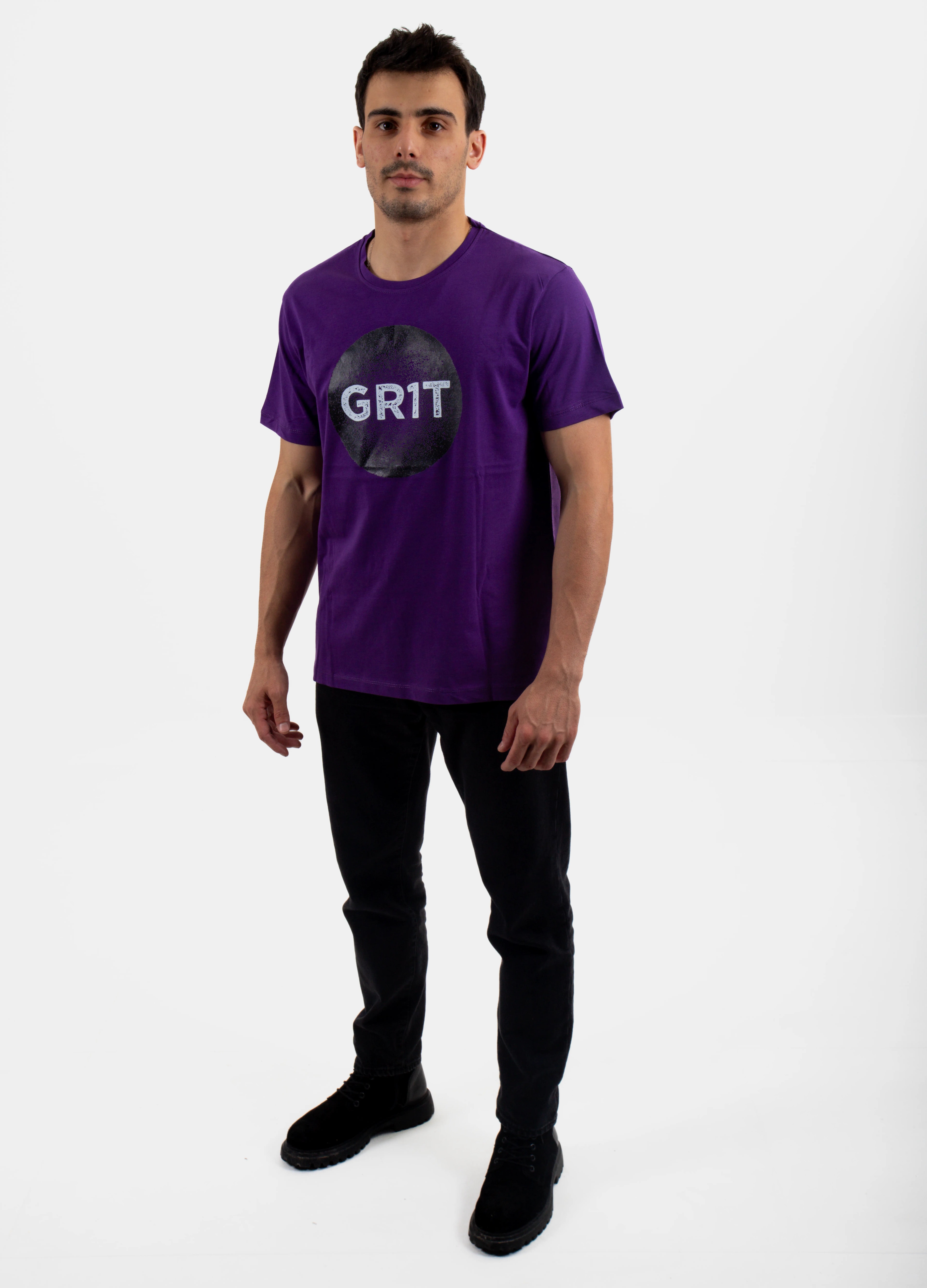 GR1T Baskılı Oversize Tişört - Mor