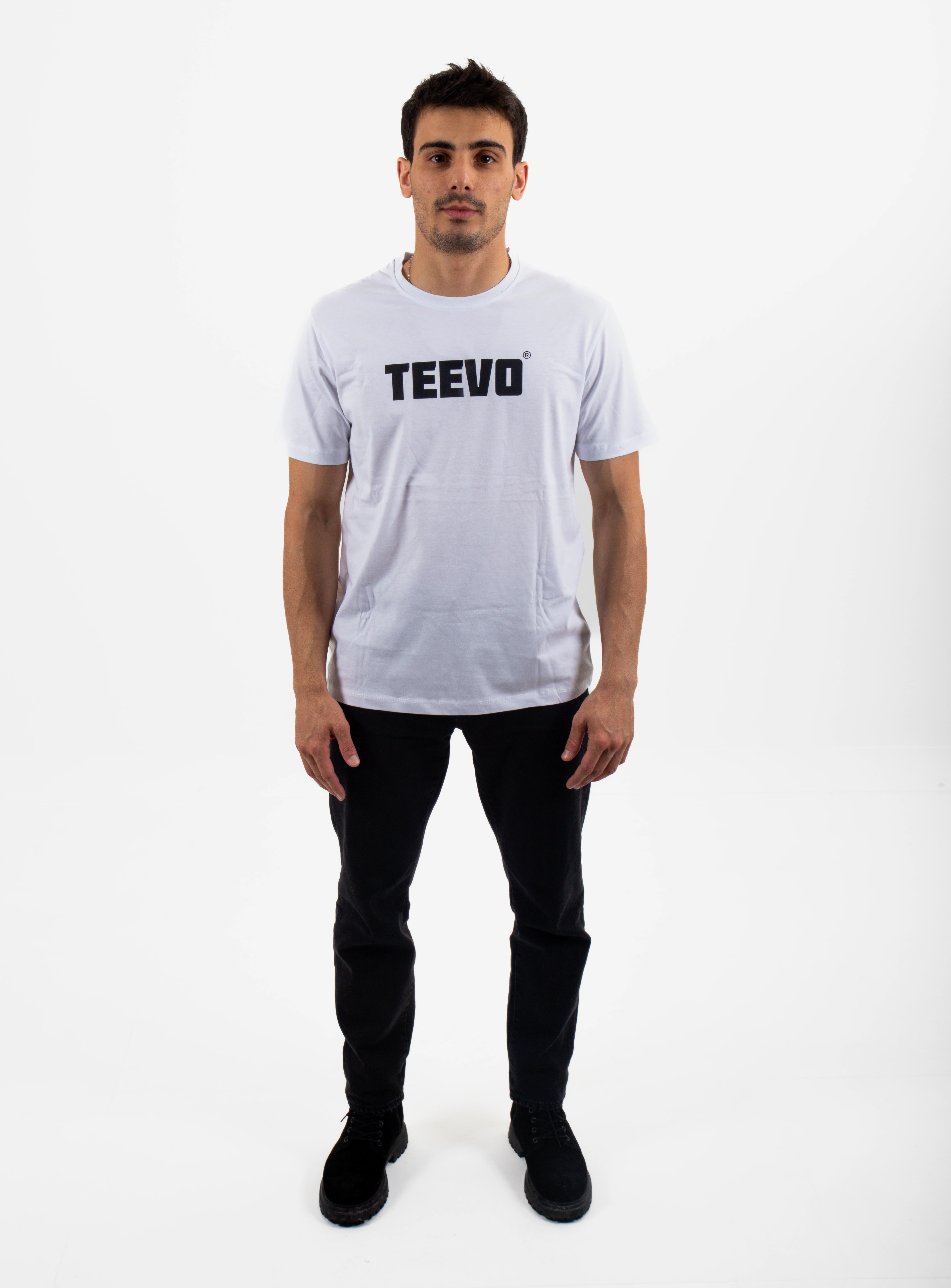 TEEVO Baskılı Oversize Tişört - Beyaz