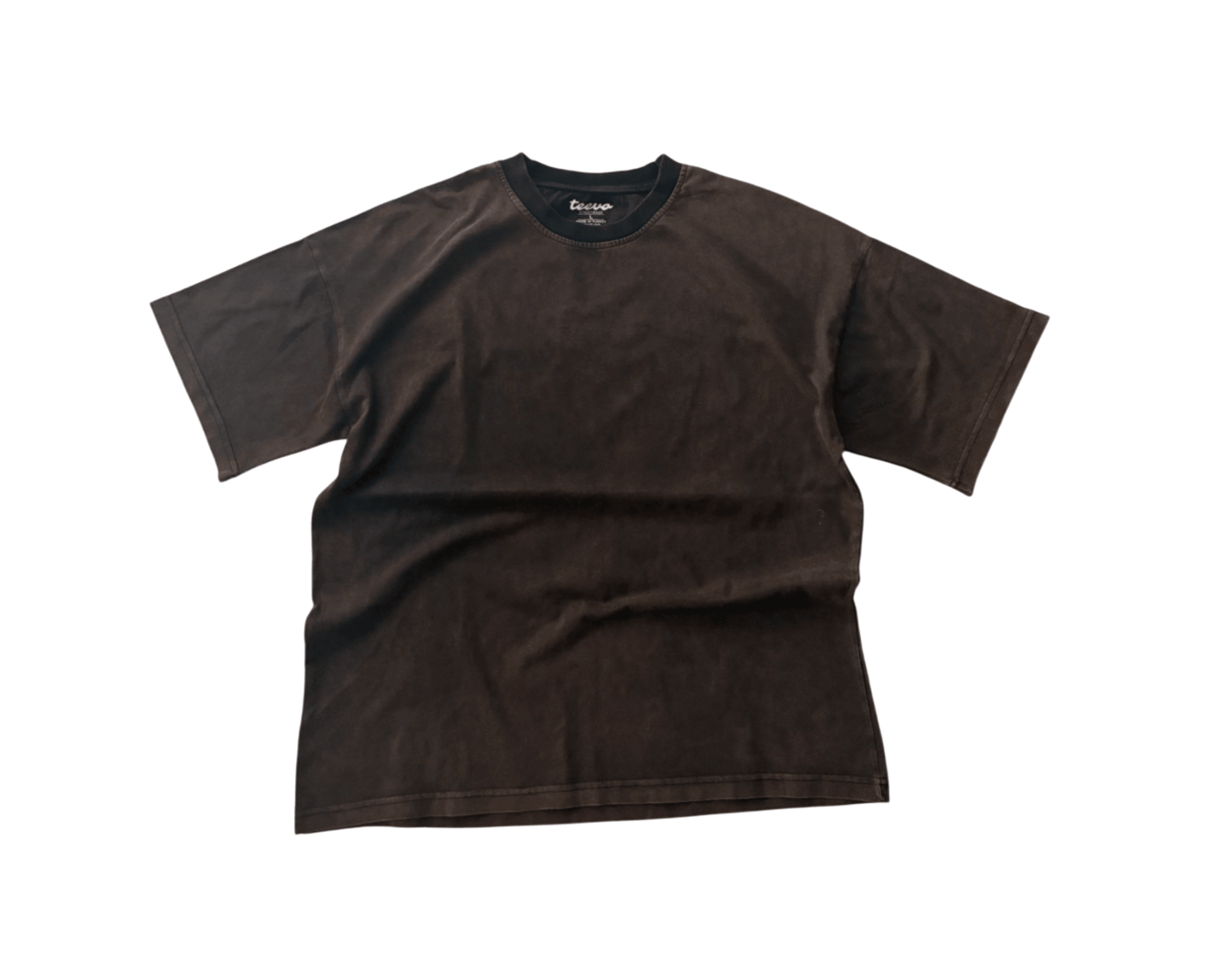  Basic Yıkama Detaylı Oversize Tişört - Kahverengi