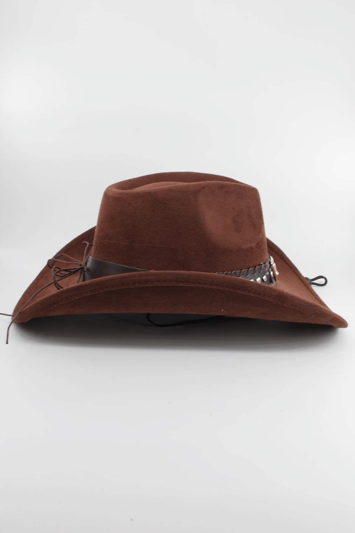 Unisex Süet Kovboy Şapka Ayarlanabilir İp Detaylı Deri Tokalı Western Şapka