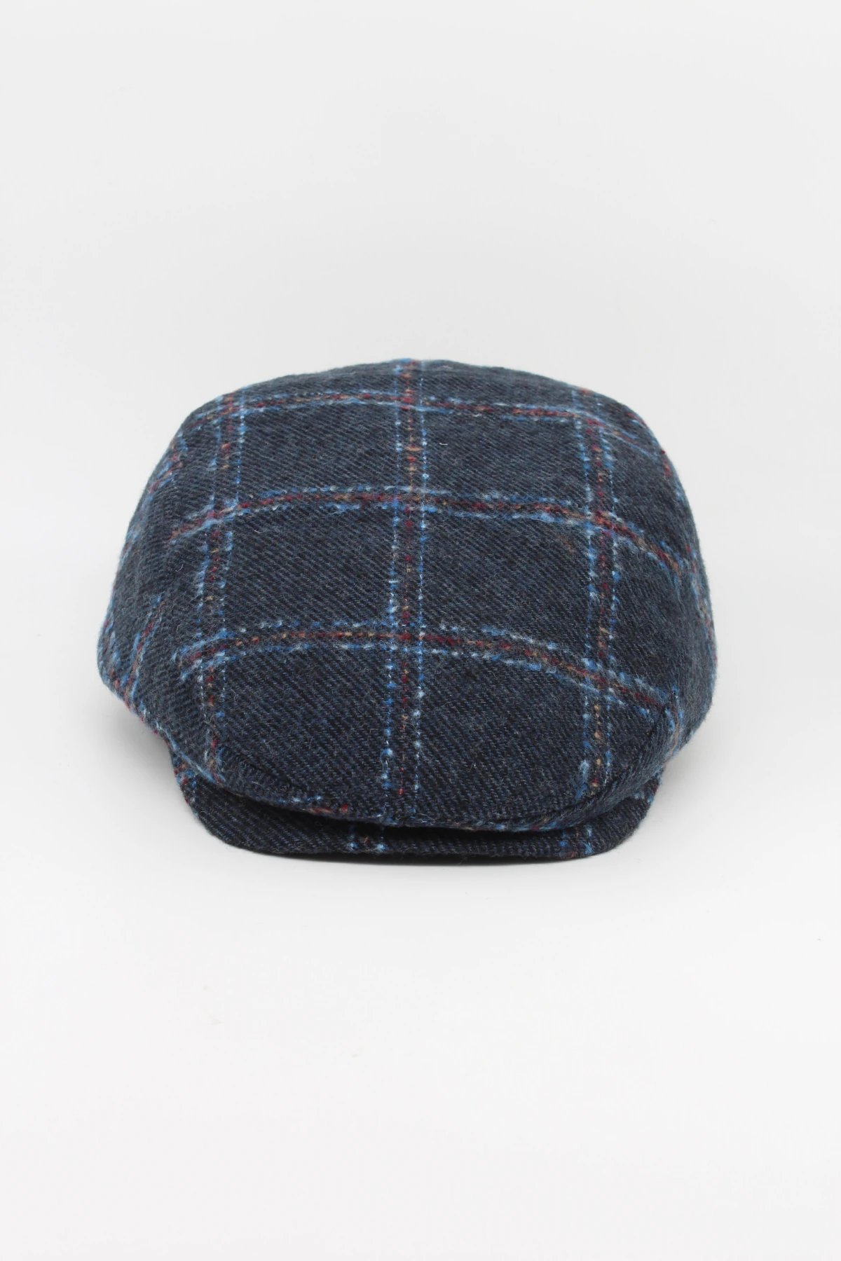 Vintage Kareli Kışlık Kasket Şapka | Yünlü Dokuma