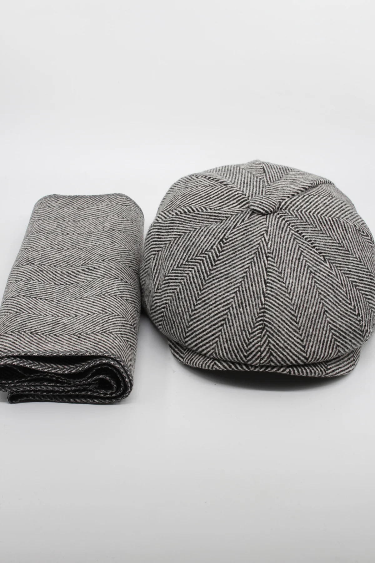 Erkek Balıksırtı Kasket ve Atkı Takımı