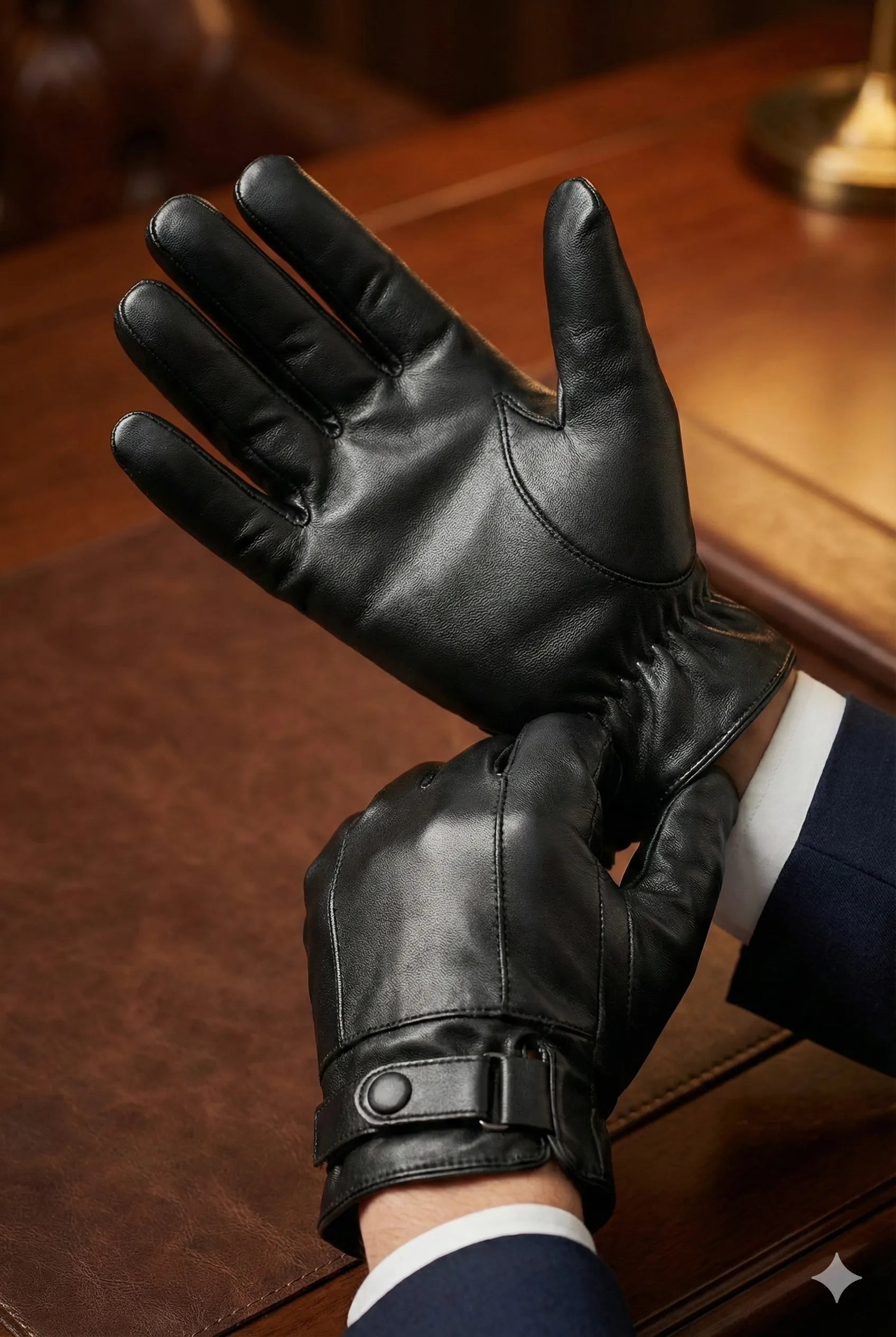 Siyah Deri Eldiven Dokunmatik Ekran Uyumlu M1