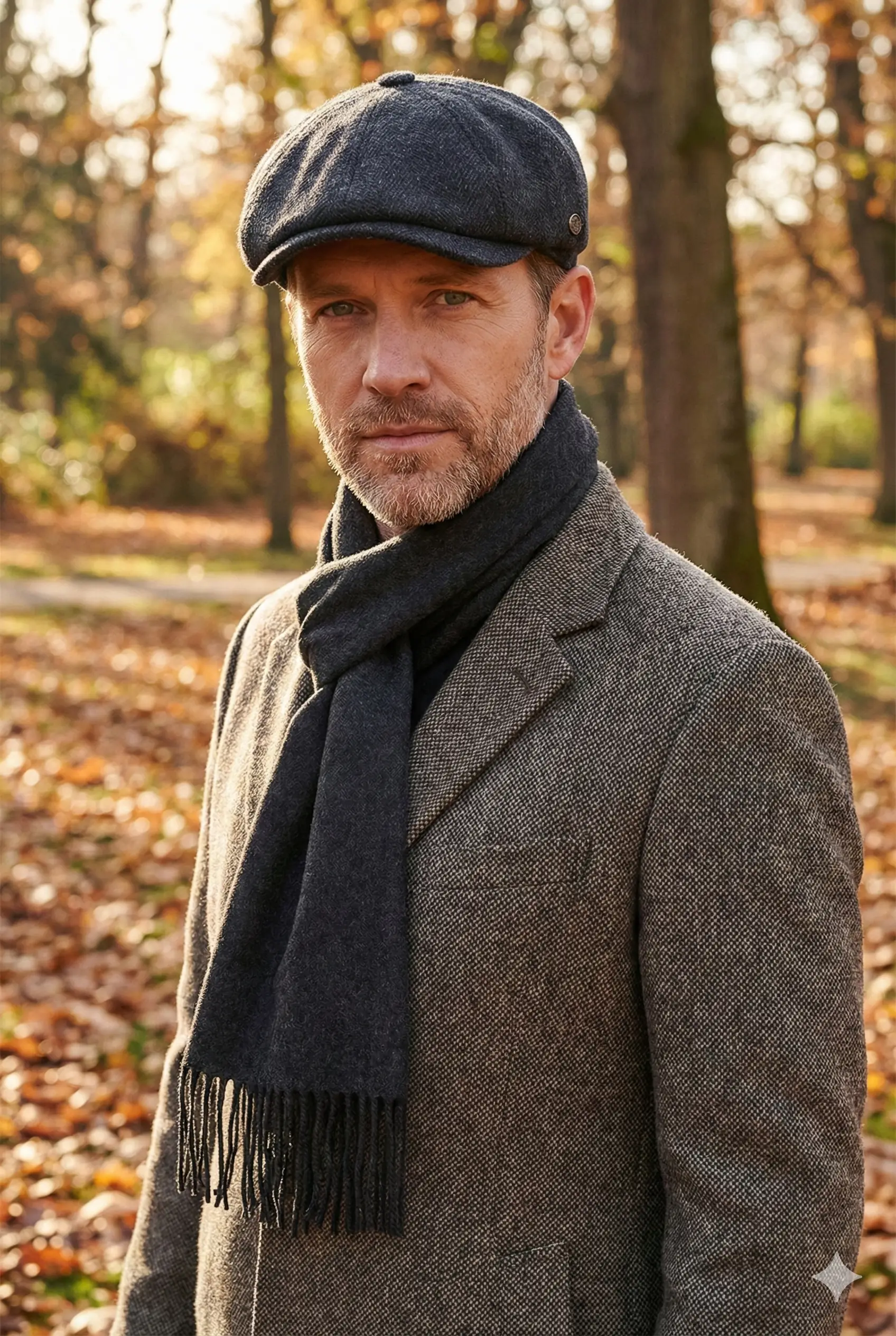 Erkek Peaky Blinders Stil Kasket Atkı Takımı - Kışlık İngiliz Model Set