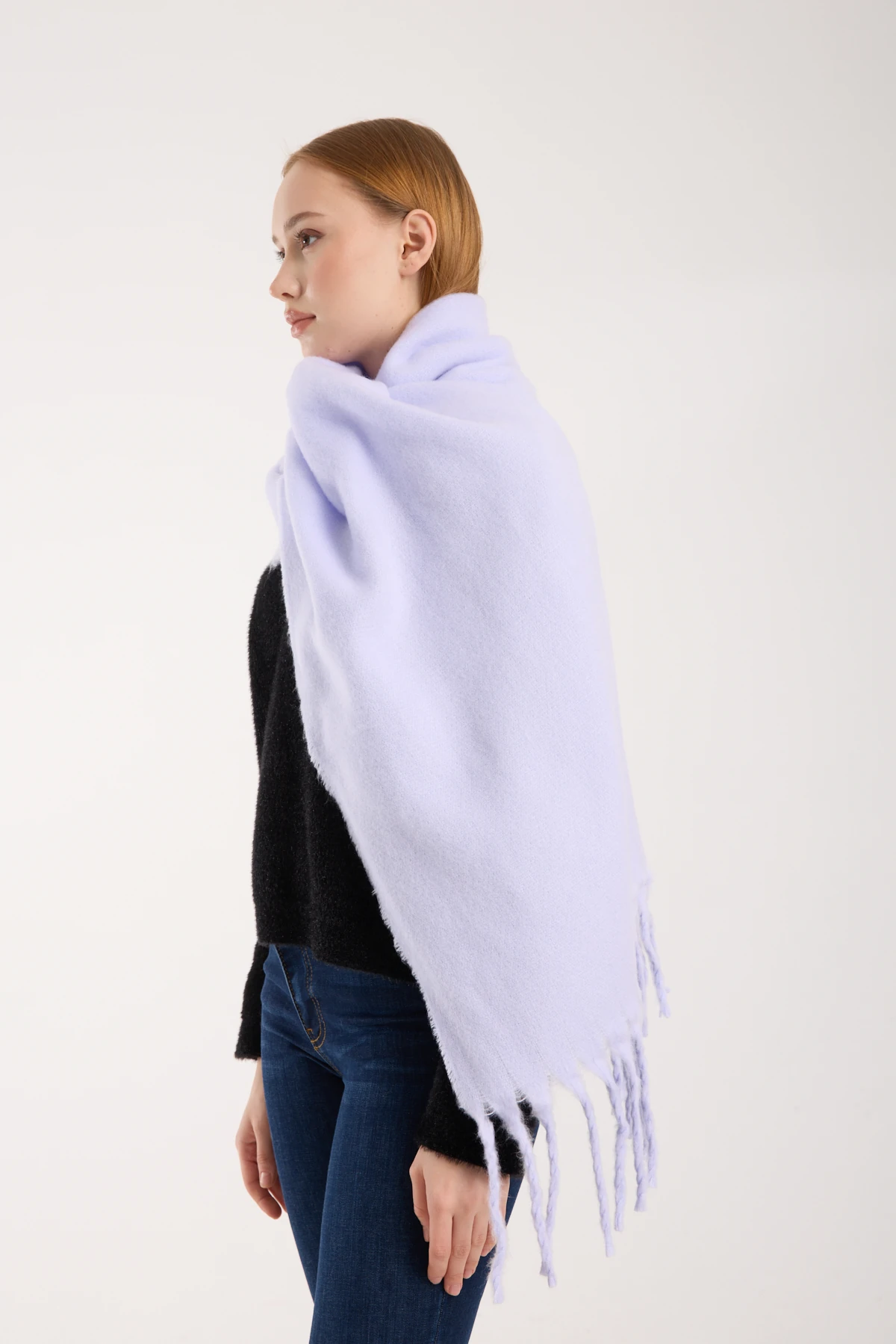 Kadın Yumuşak Dokulu Uzun Şal Atkı  - LİLA