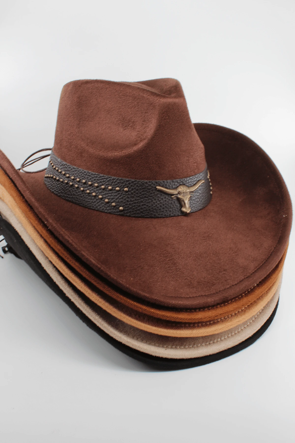 Unisex Süet Kovboy Şapka Ayarlanabilir İp Detaylı Deri Tokalı Western Şapka