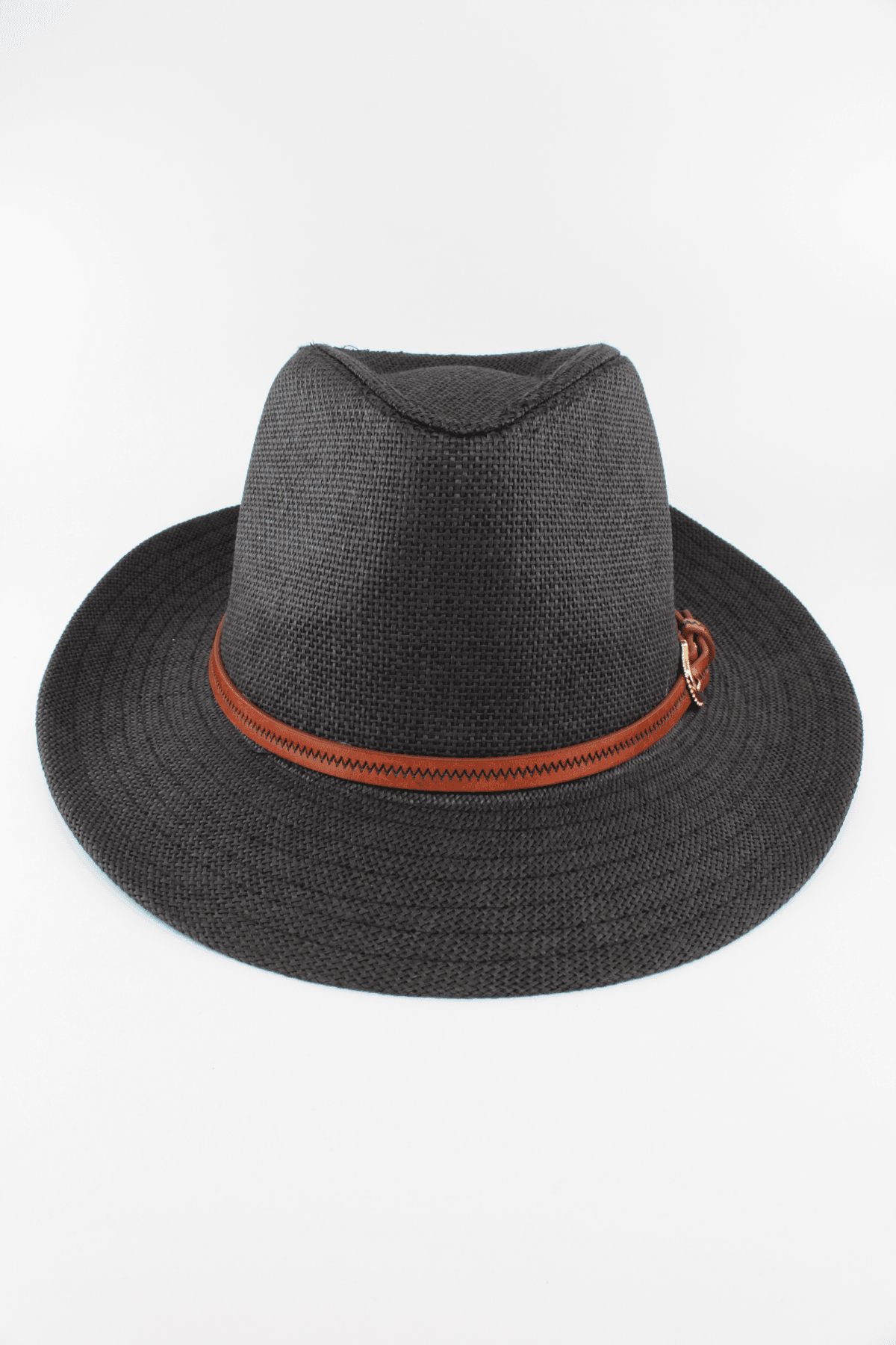Yazlık Hasır Fötr Şapka (Unisex – Ayarlanabilir Beden) - siyah tokalı