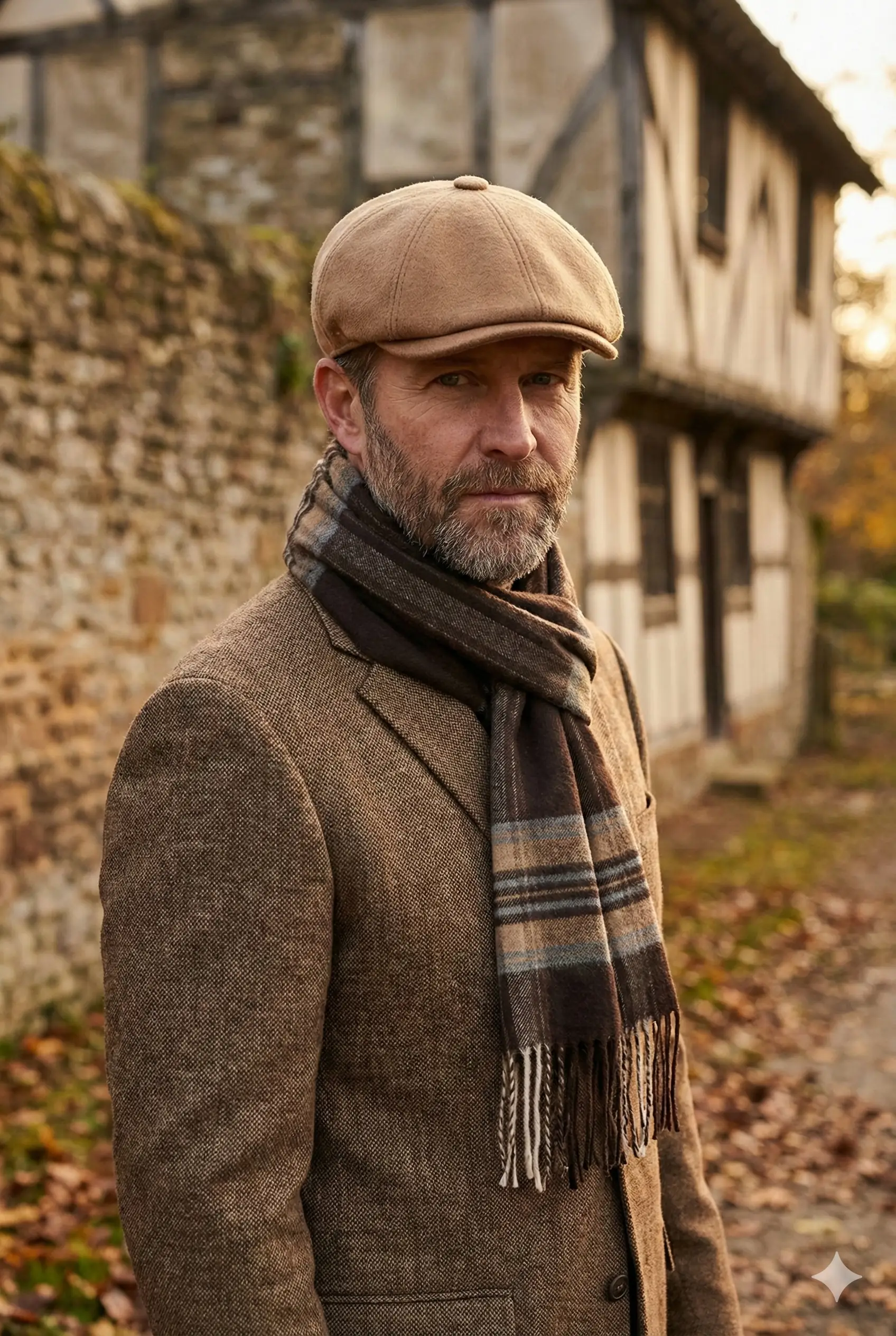 Peaky Blinders Stil Yünlü Kasket ve Atkı Kombini