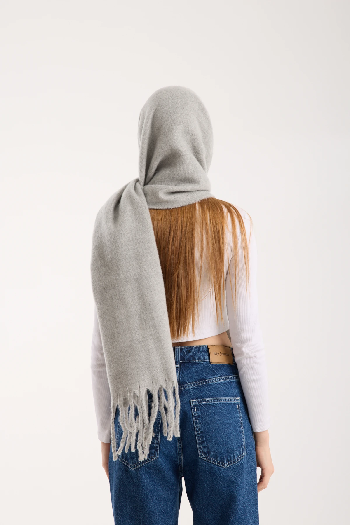 Kadın Yumuşak Dokulu Uzun Şal Atkı  - GRİ