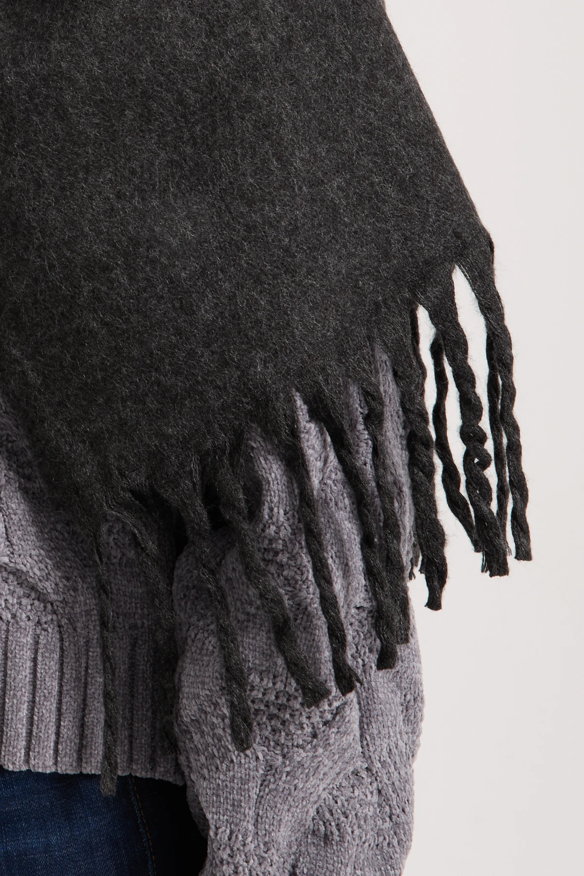 Kadın Yumuşak Dokulu Uzun Şal Atkı  - ANTRASİT