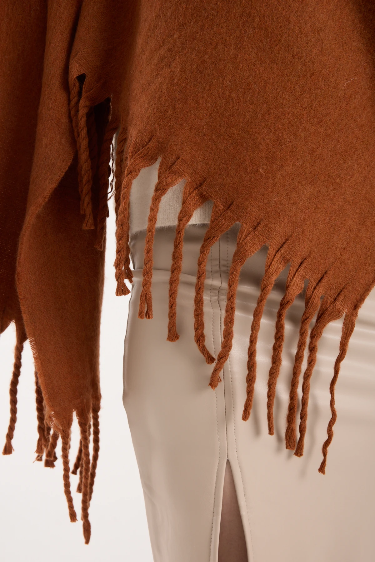 Kadın Yumuşak Dokulu Uzun Şal Atkı  - KİREMİT