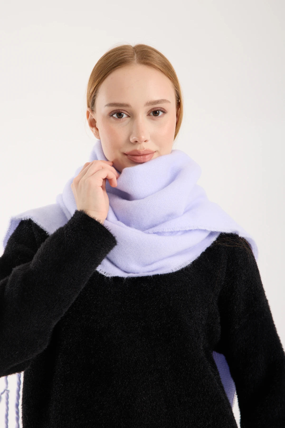 Kadın Yumuşak Dokulu Uzun Şal Atkı  - LİLA