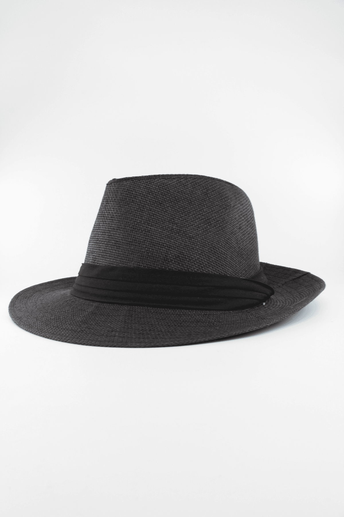 Yazlık Hasır Fötr Şapka (Unisex – Ayarlanabilir Beden) - siyah kumaş