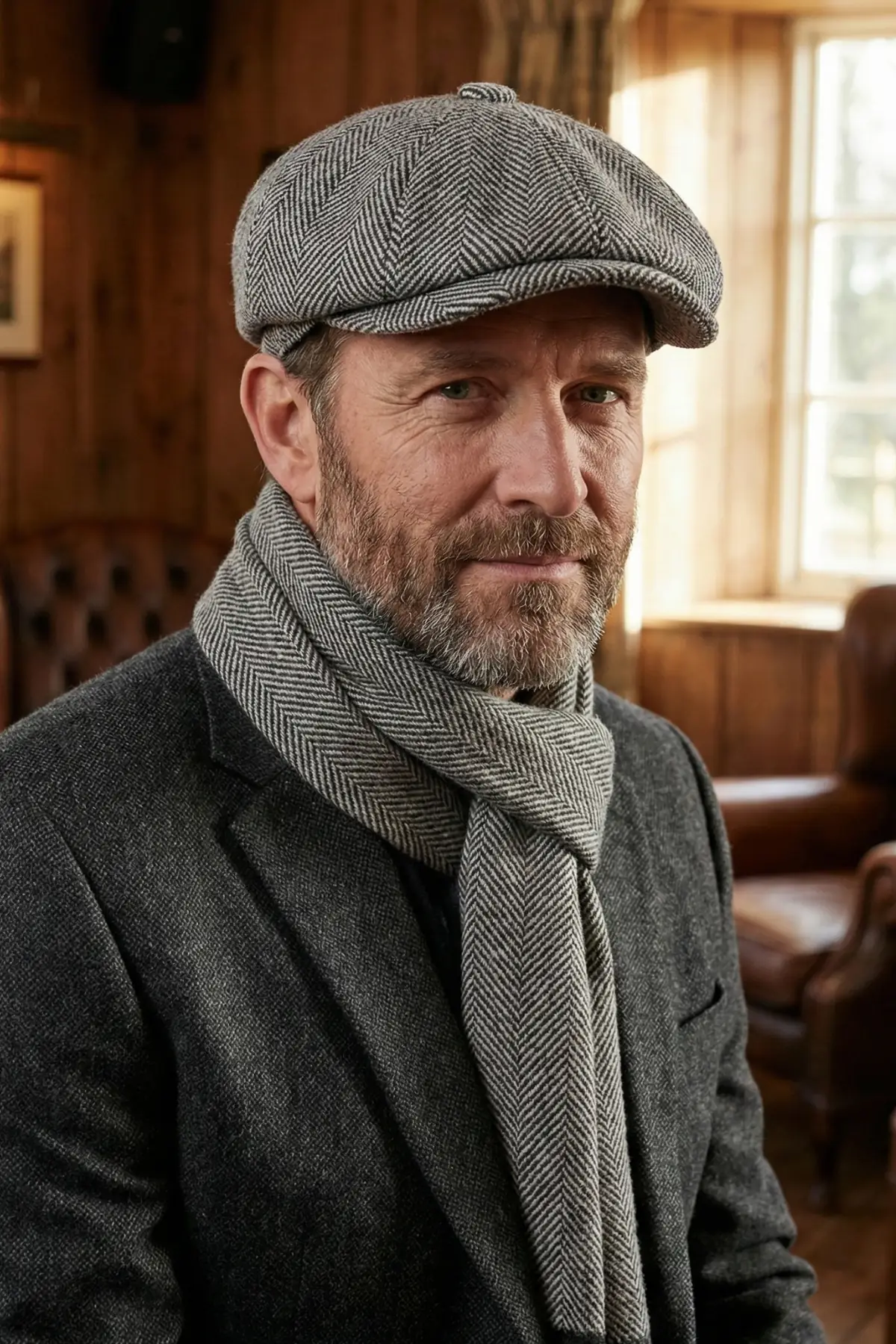 Erkek Balıksırtı Kasket ve Atkı Takımı