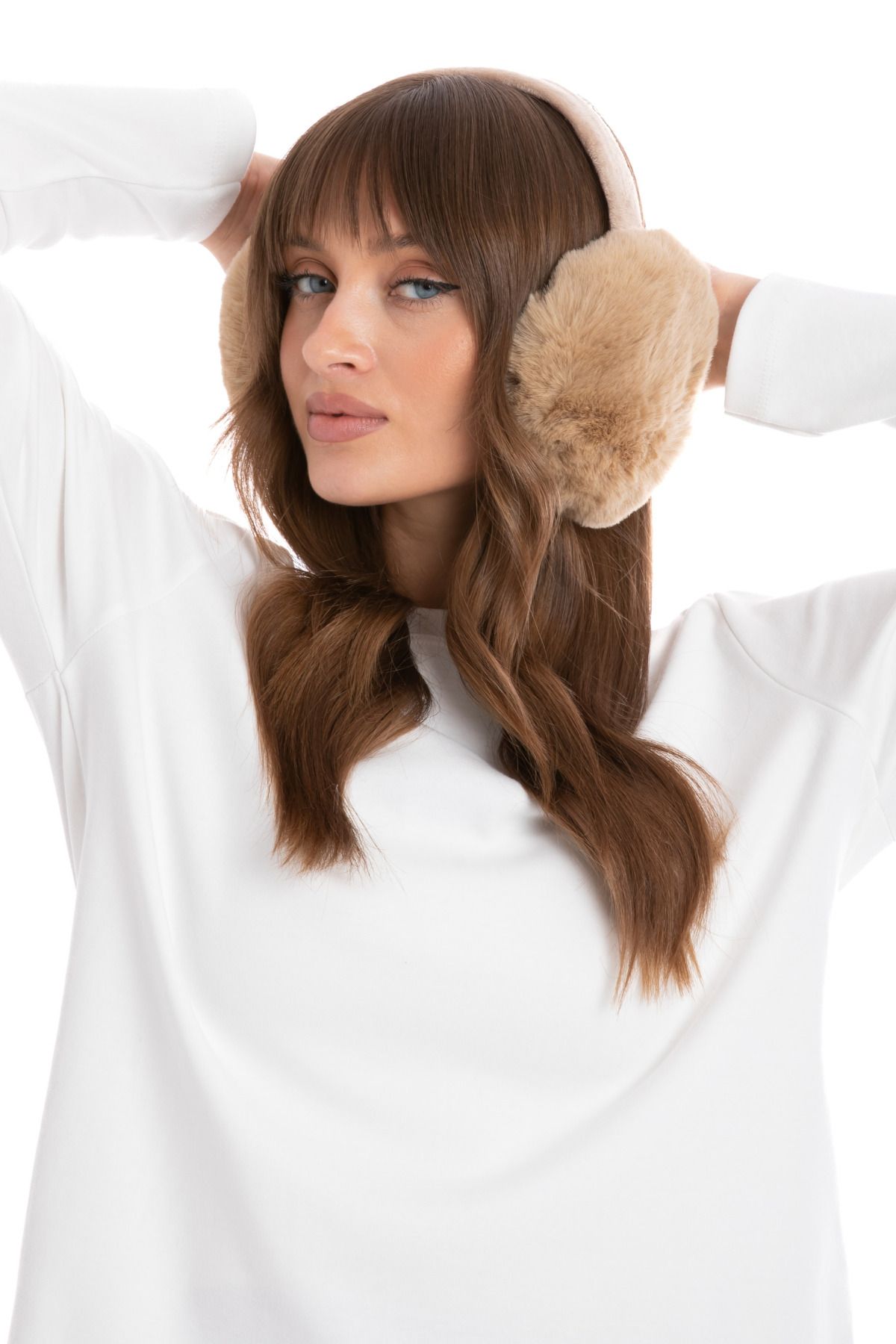 Peluş Kulaklık Katlanır Model ( VİDEOLU ÜRÜN ) - KREM