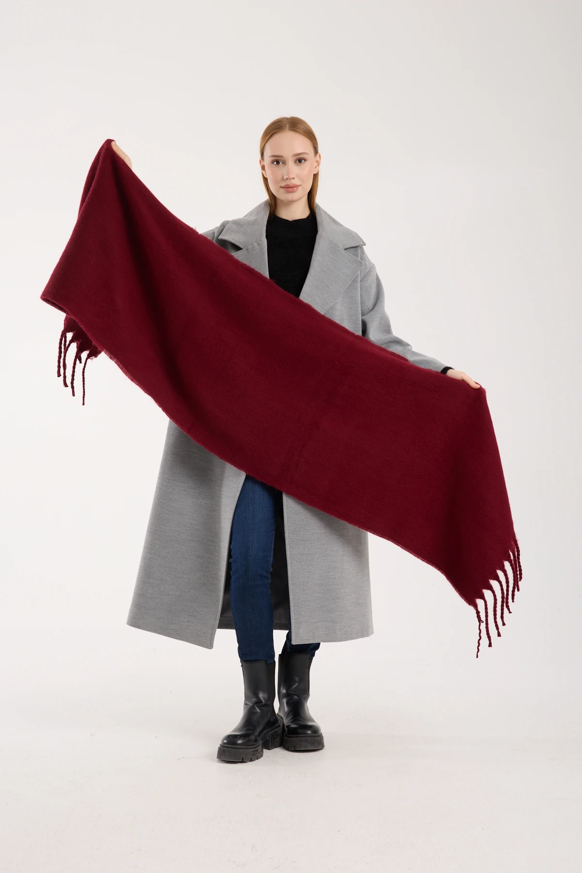 Kadın Yumuşak Dokulu Uzun Şal Atkı 