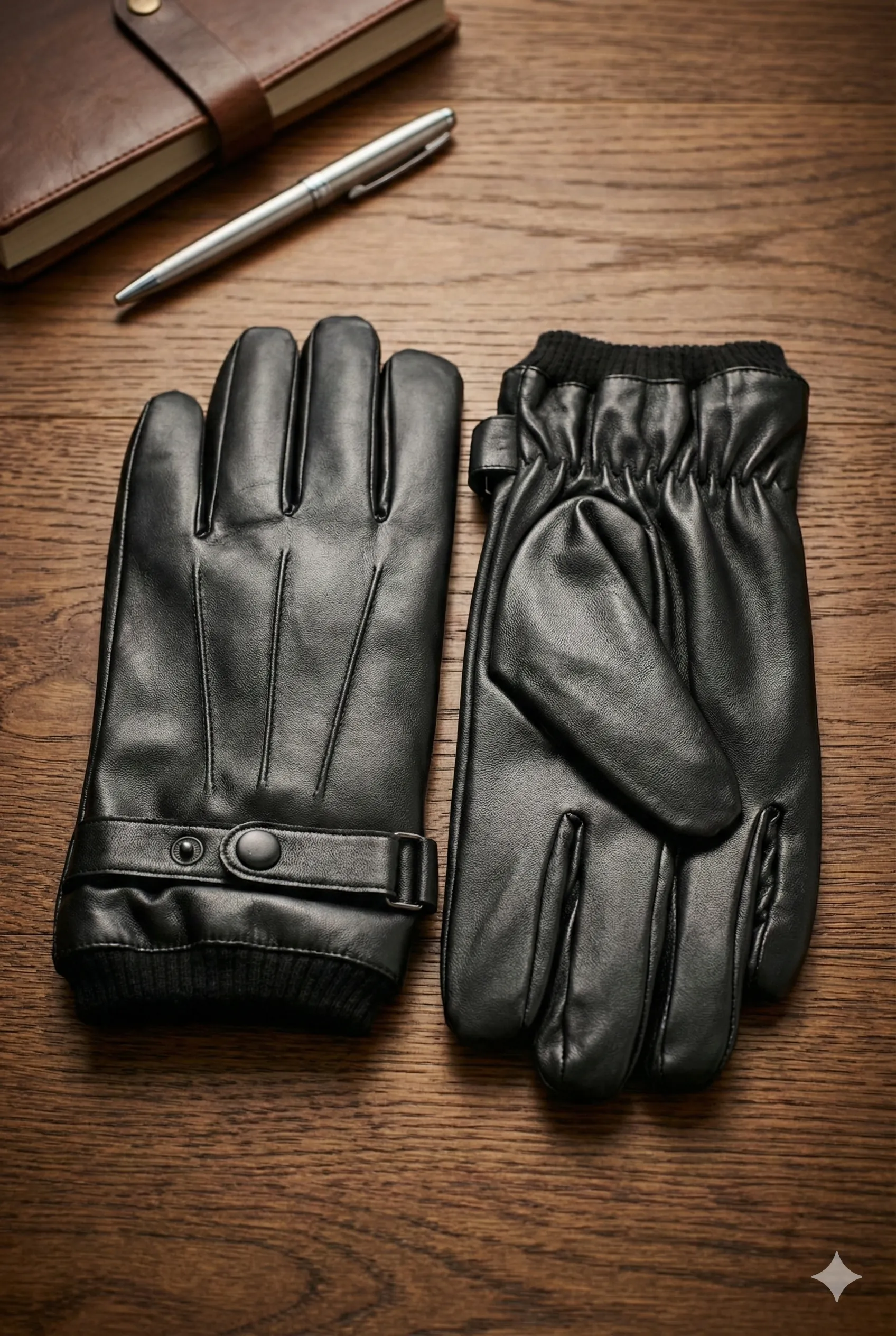 Siyah Deri Eldiven Dokunmatik Ekran Uyumlu M3