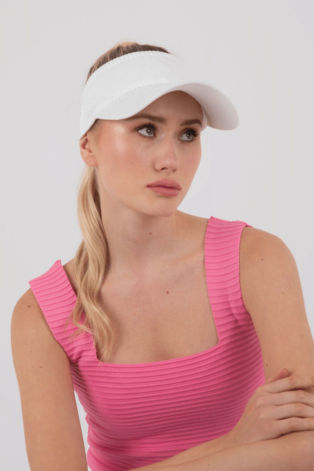 UV Koruyucu Esnek Vizör Şapka Tenis Şapka - BEYAZ