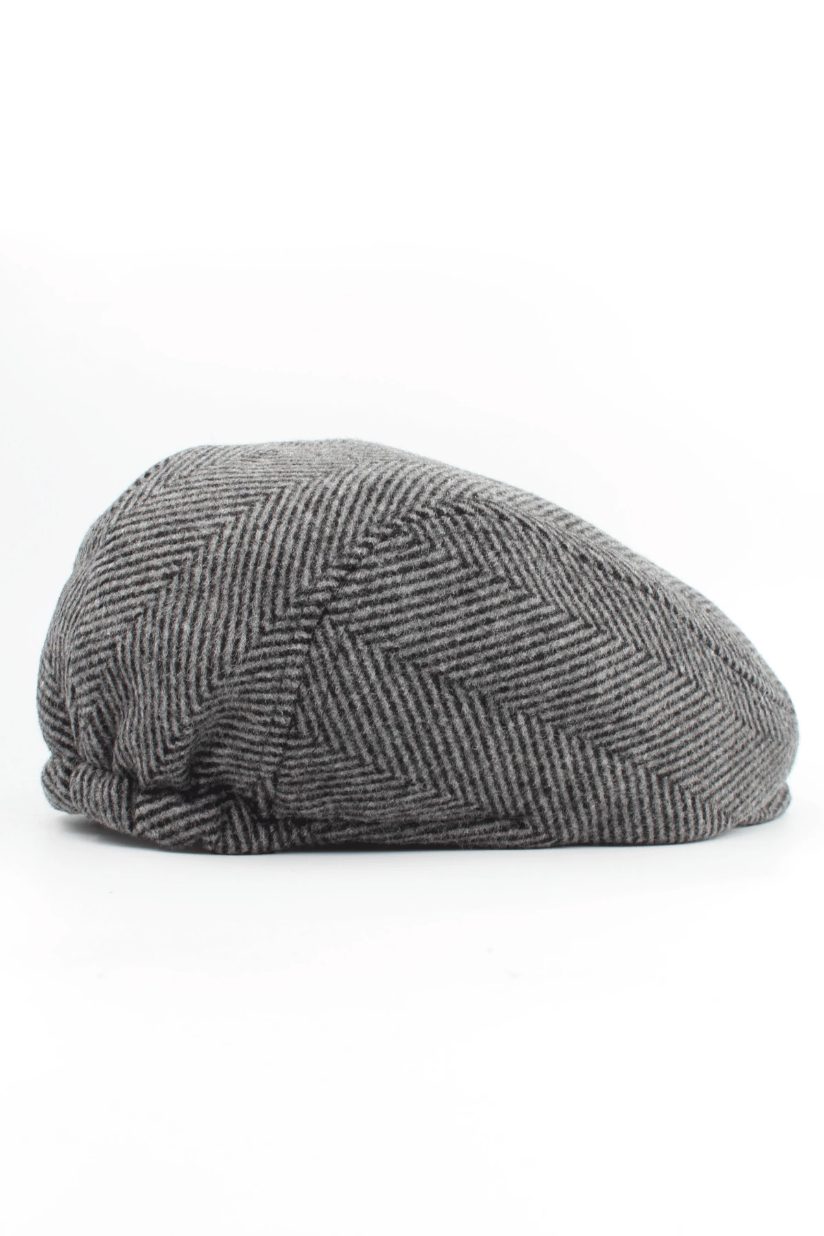 London Model Balık Sırtı Desenli Kaşe Erkek Kasket - gri