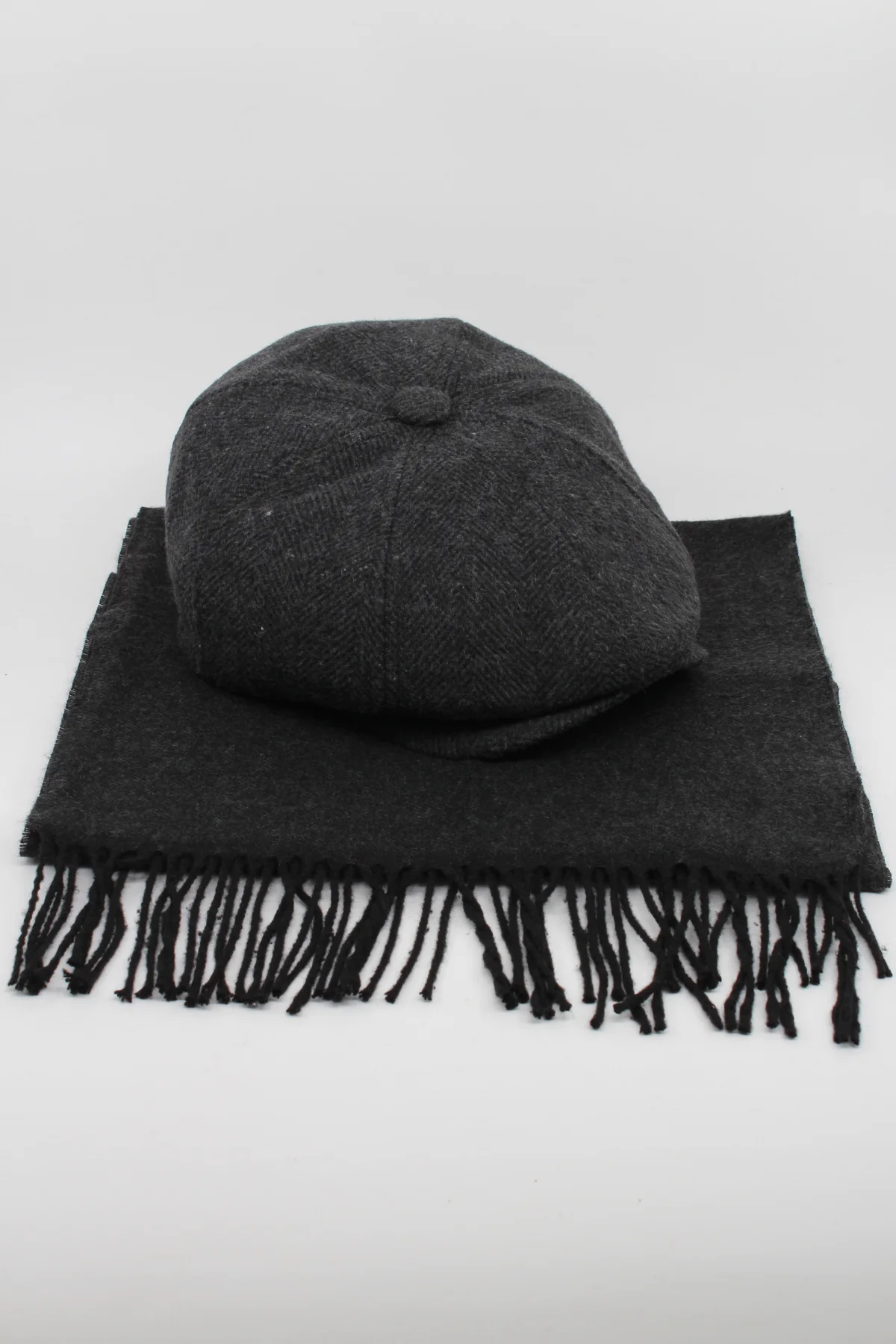 Erkek Peaky Blinders Stil Kasket Atkı Takımı - Kışlık İngiliz Model Set
