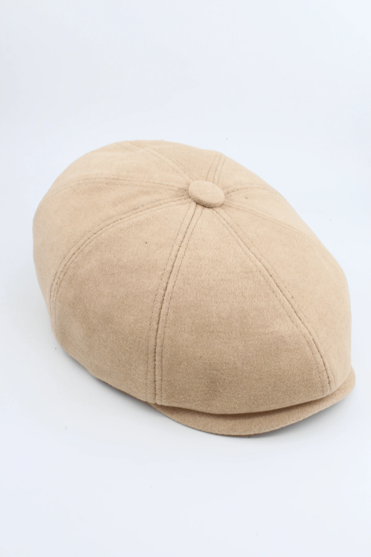 İngiliz Model Kaşe Baretta Kasket Şapka - Açık Krem