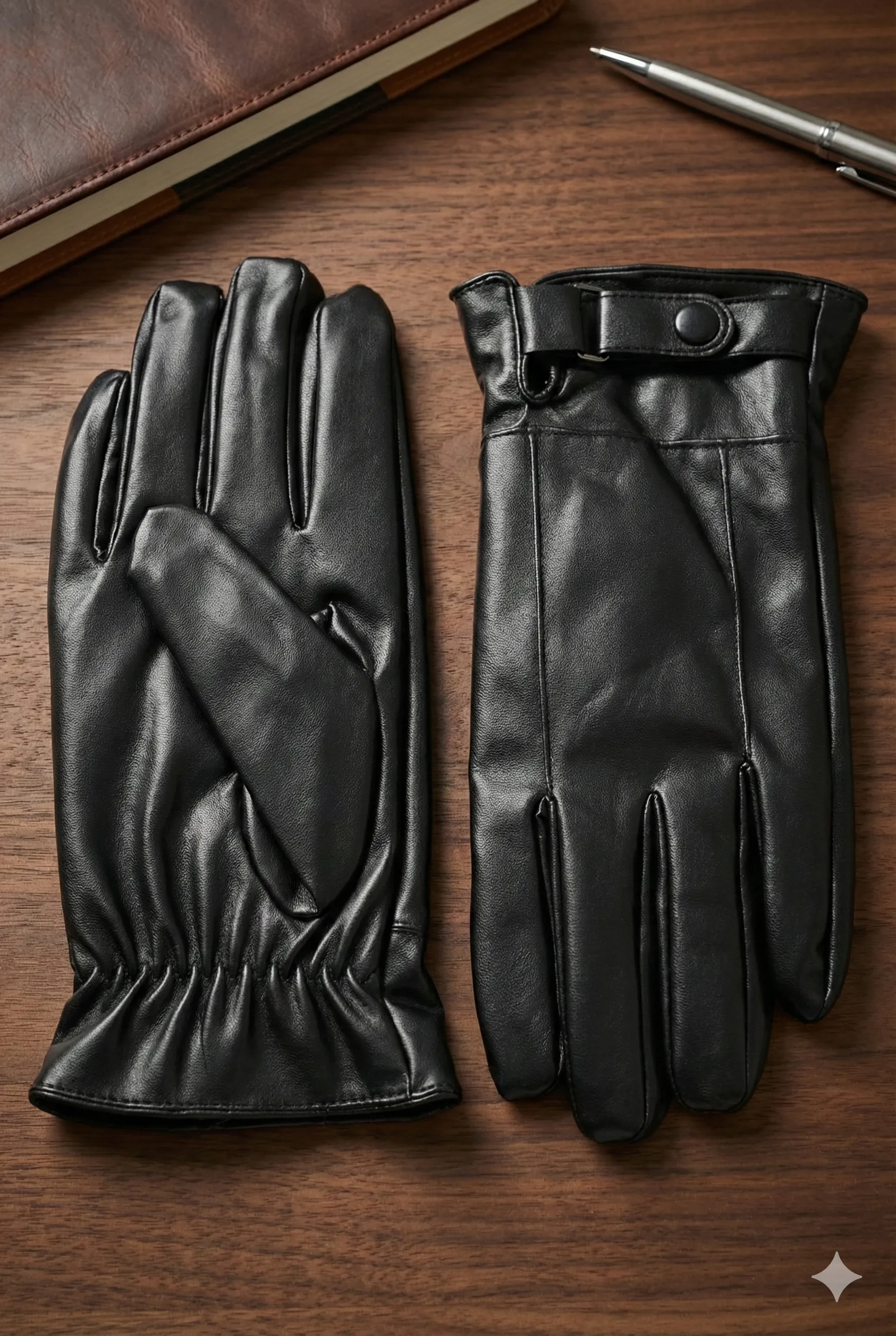 Siyah Deri Eldiven Dokunmatik Ekran Uyumlu M1