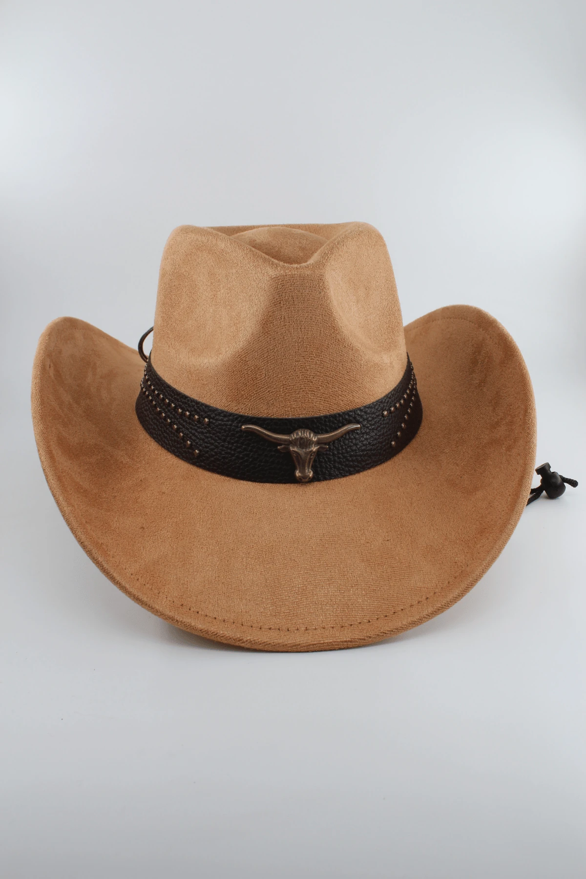 Unisex Süet Kovboy Şapka Ayarlanabilir İp Detaylı Deri Tokalı Western Şapka