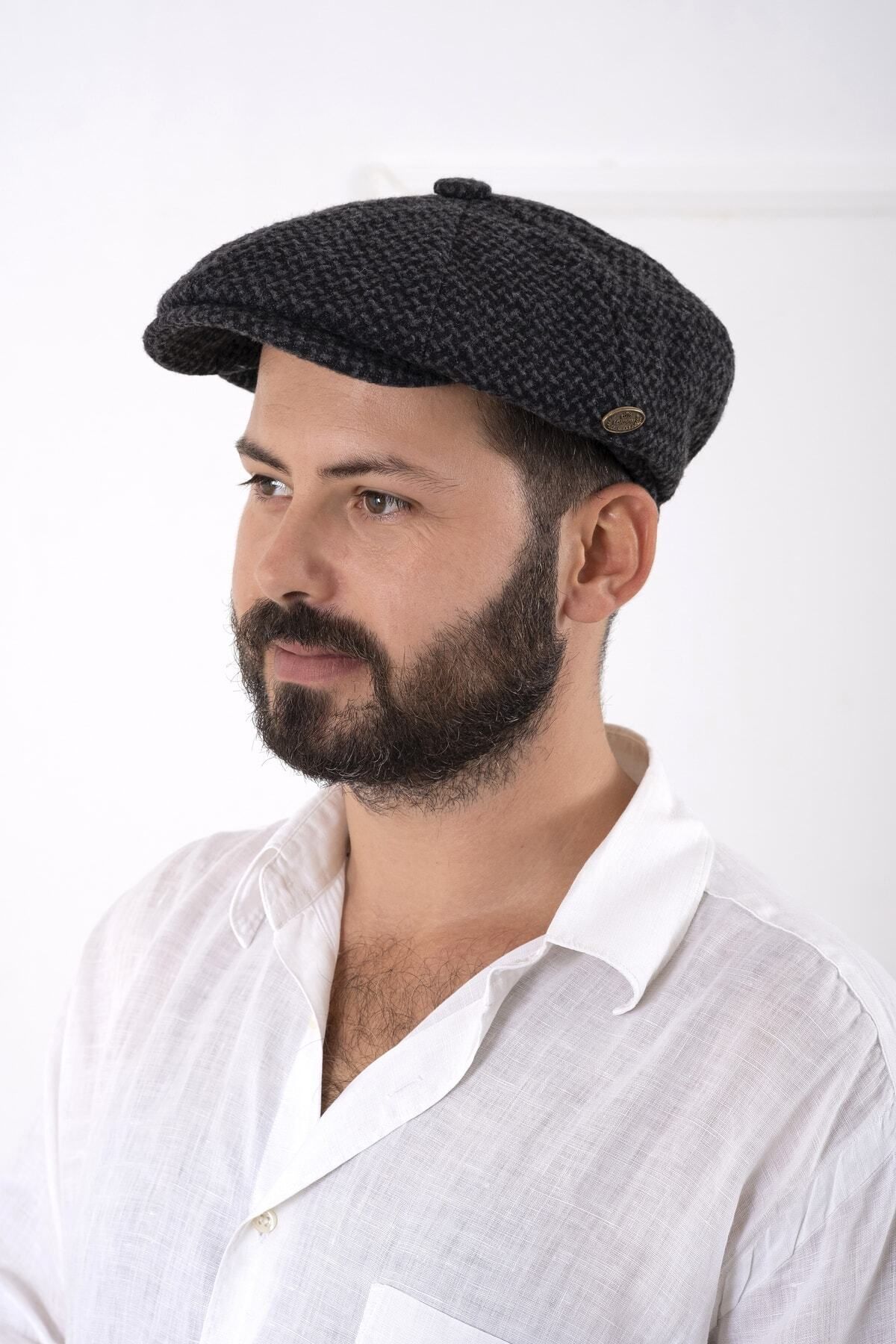 Kışlık Ingiliz Kasket Dökümlü Peaky Blinders Model - SİYAH DESENLİ