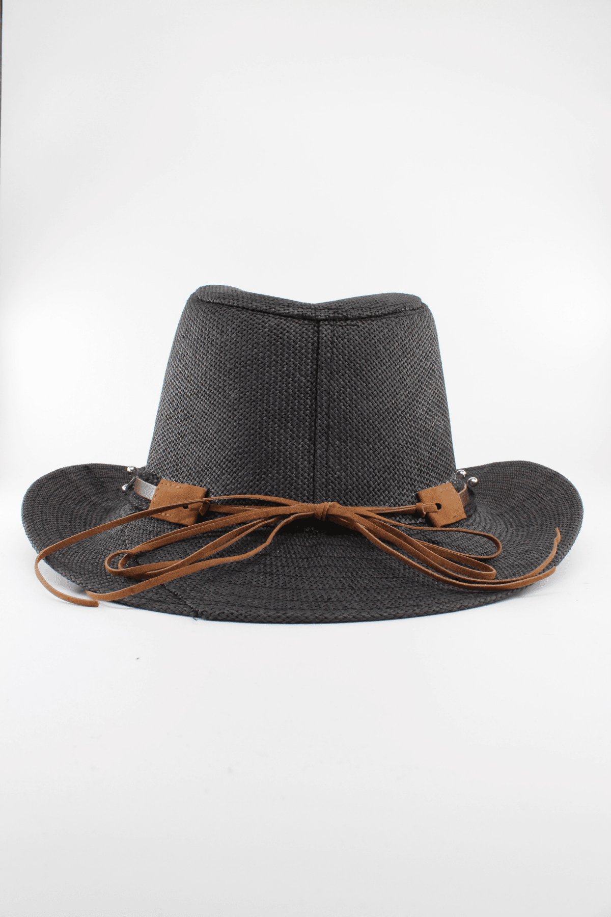 Unisex Hasır Kovboy Şapka - siyah