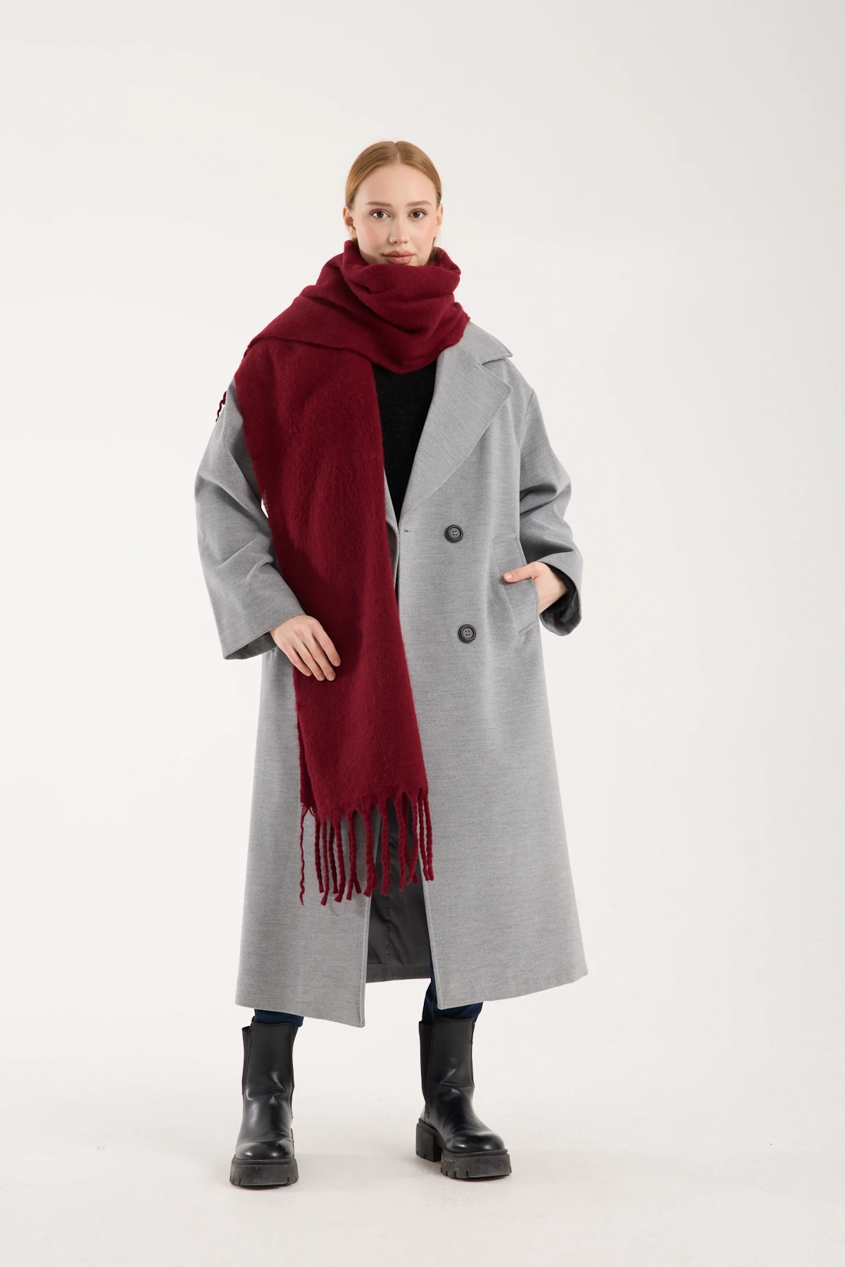 Kadın Yumuşak Dokulu Uzun Şal Atkı 