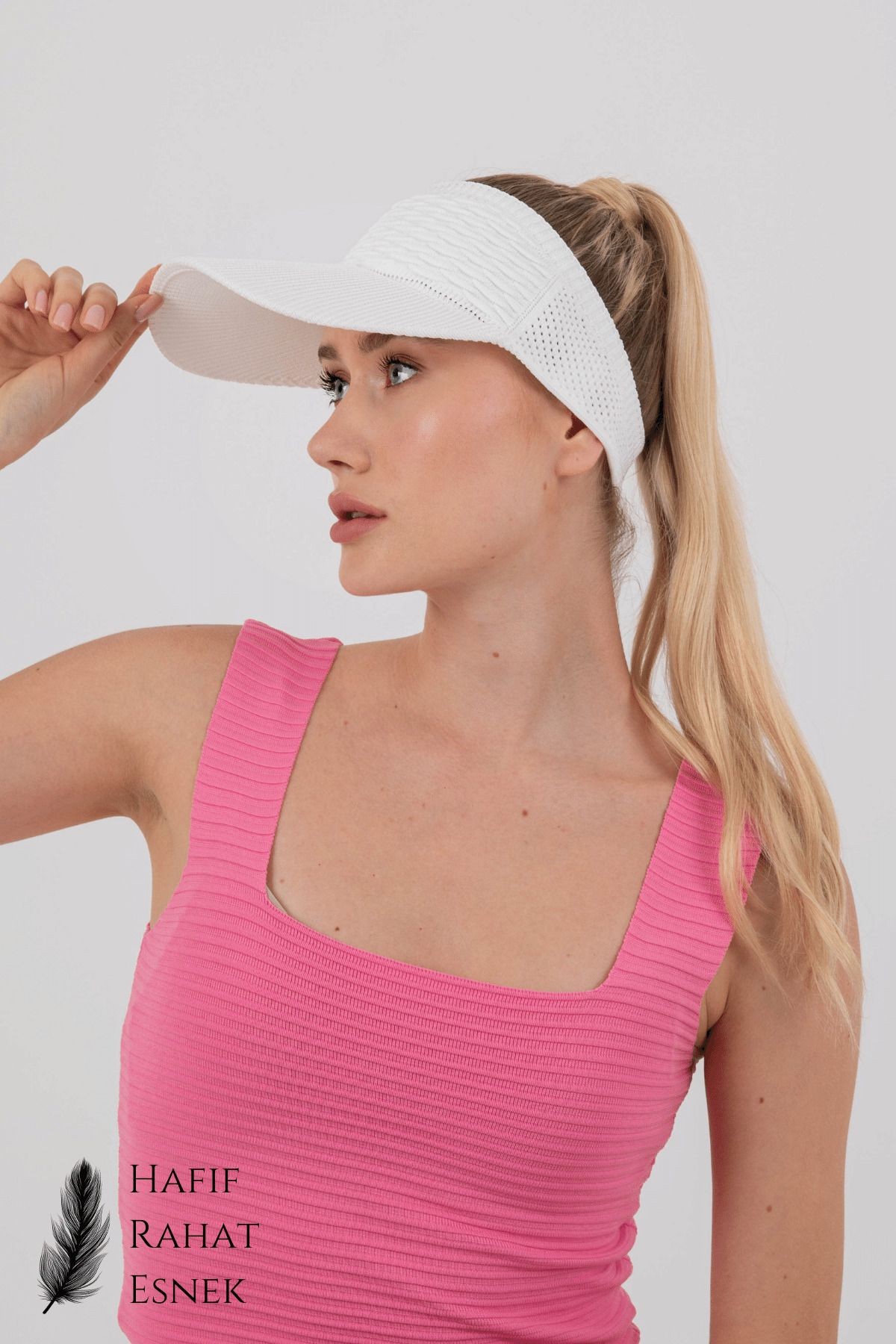 UV Koruyucu Esnek Vizör Şapka Tenis Şapka - BEYAZ