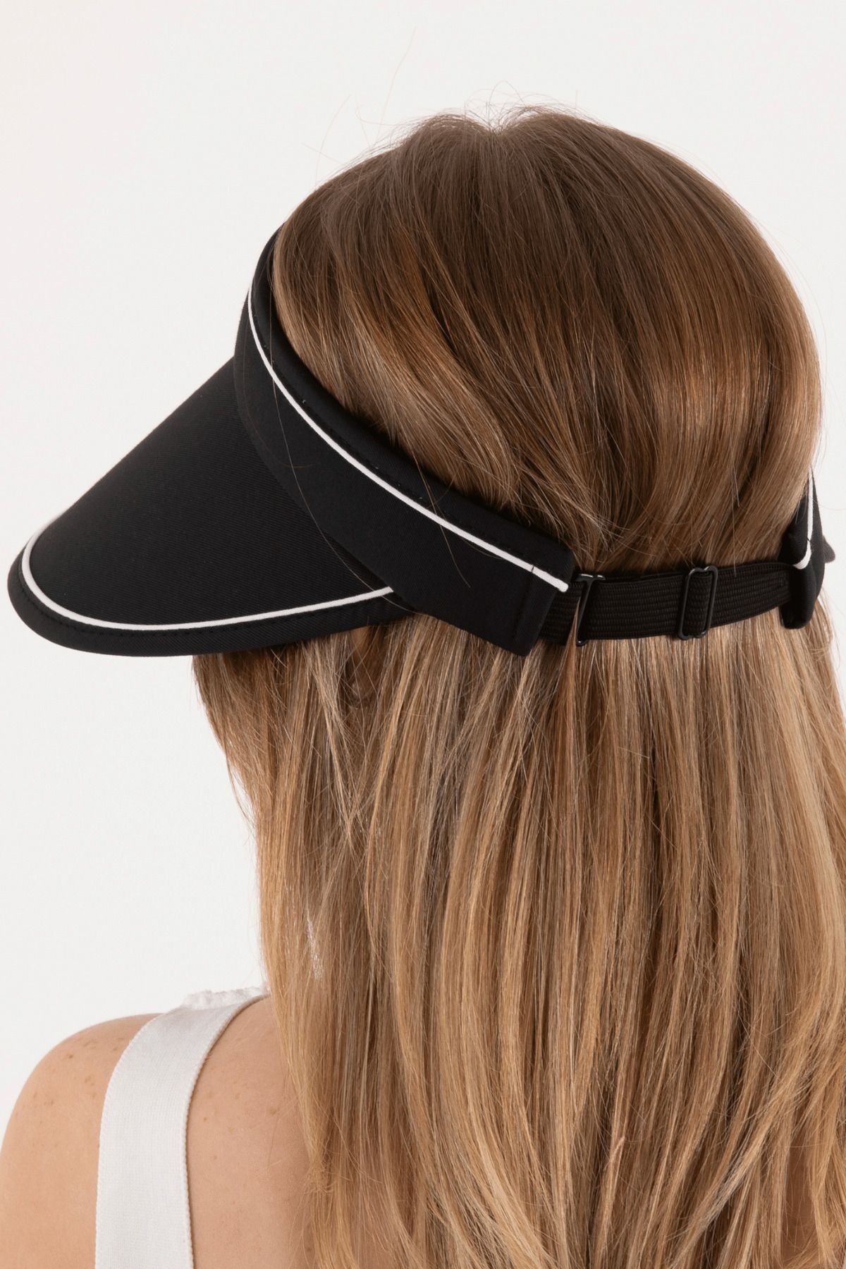 Unisex Uv Koruyucu Vizör Şapka (Beden Ayarlı)Siperlik Tenis Şapka - SİYAH