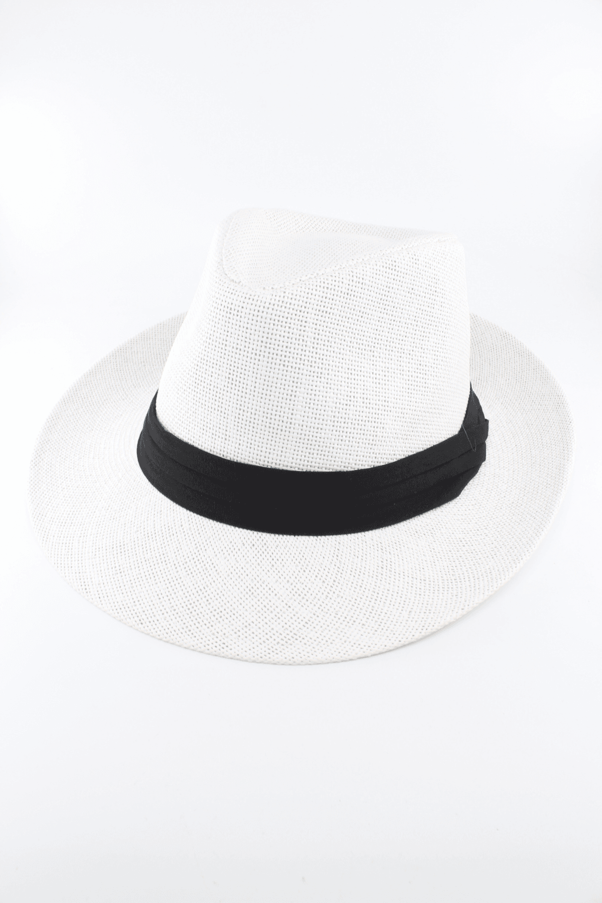 Yazlık Hasır Fötr Şapka (Unisex – Ayarlanabilir Beden) - beyaz
