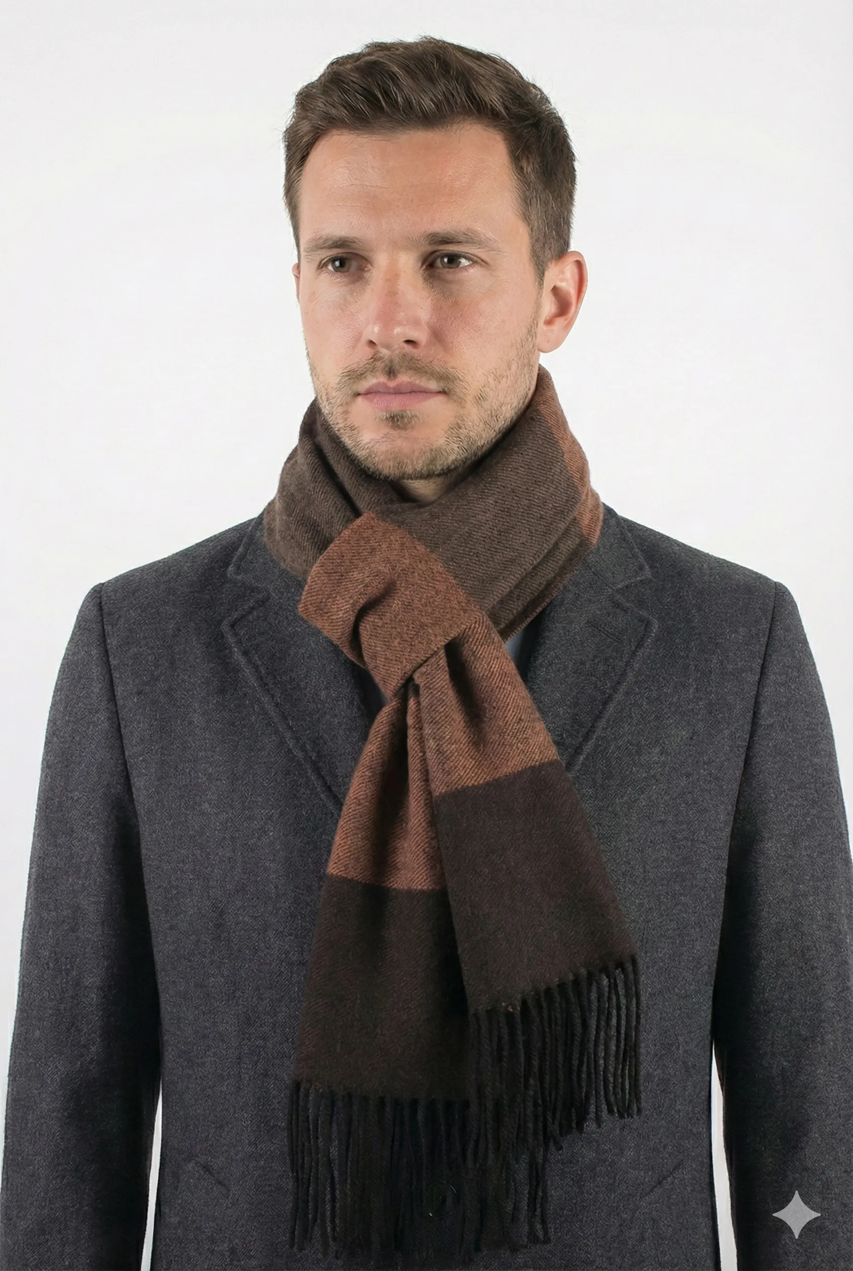 Erkek Atkı - kahve geçişli