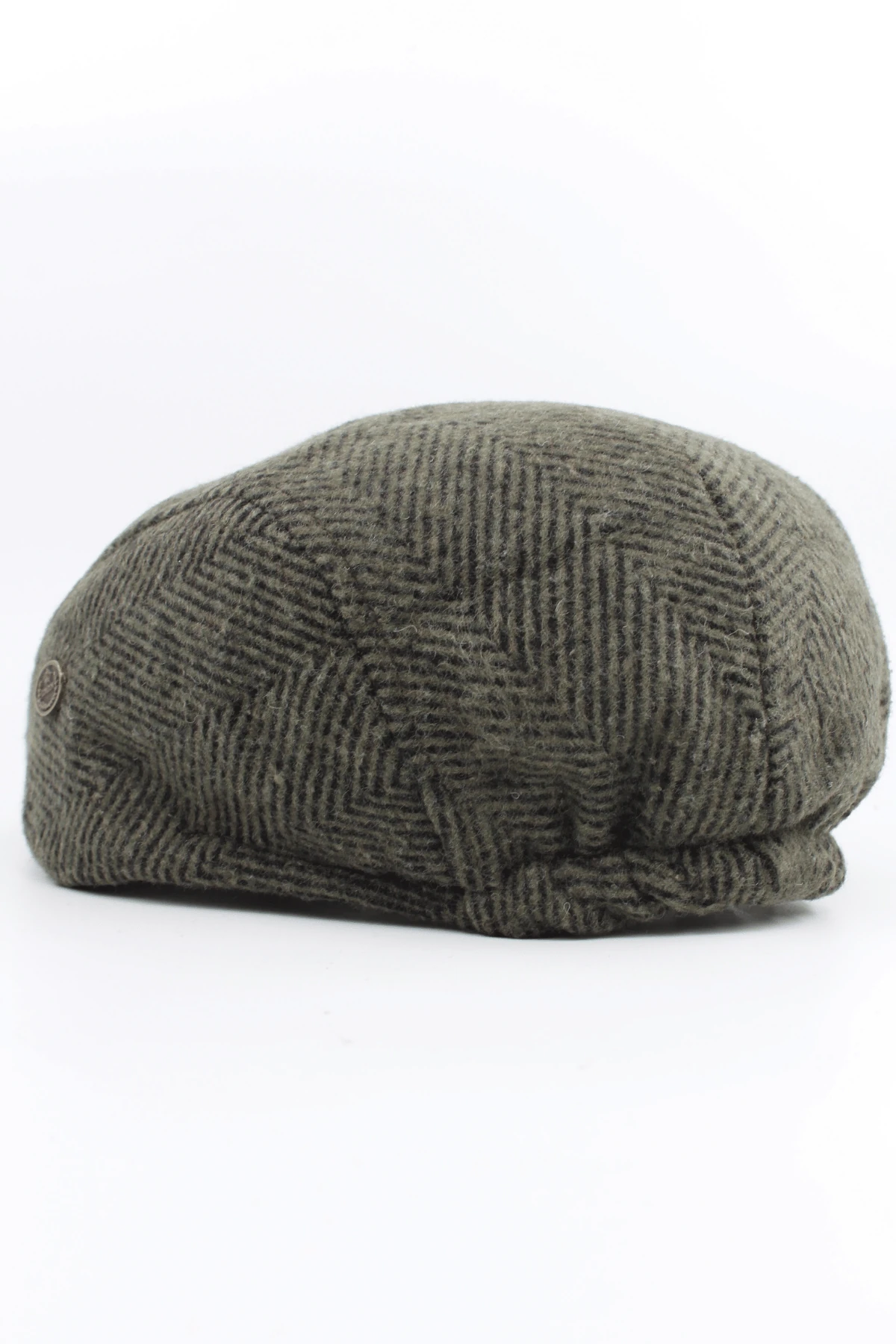 London Model Balık Sırtı Desenli Kaşe Erkek Kasket - haki