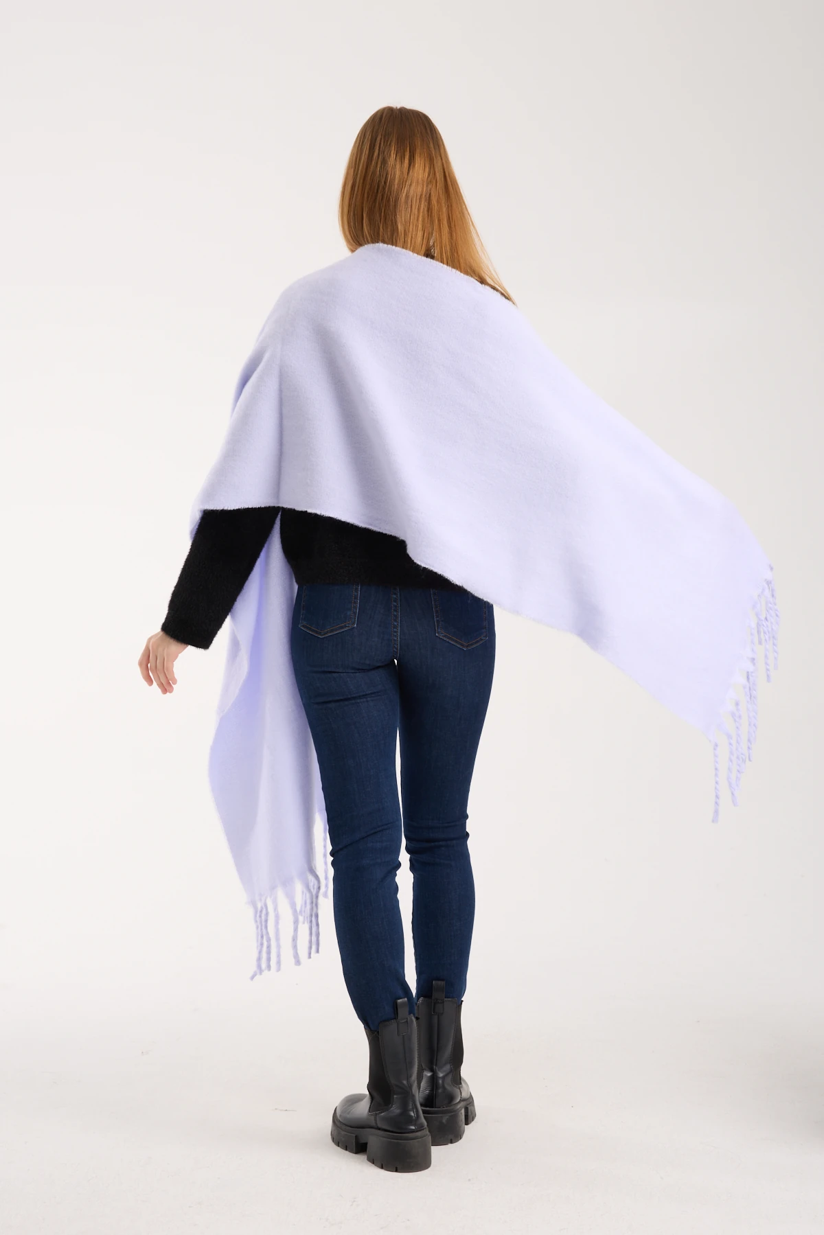 Kadın Yumuşak Dokulu Uzun Şal Atkı  - LİLA