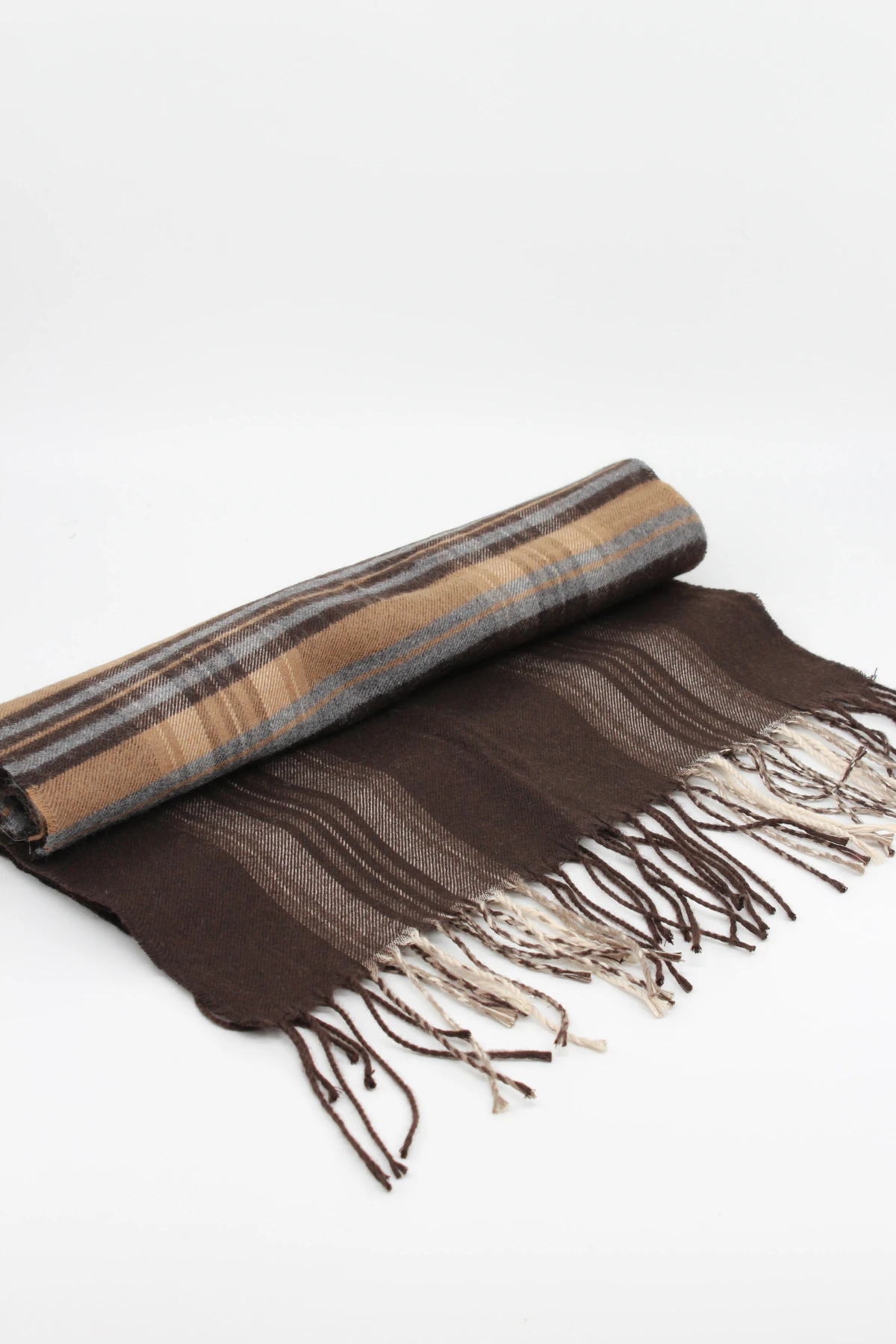 Klasik Desenli Püsküllü Kışlık Erkek Atkı Serisi