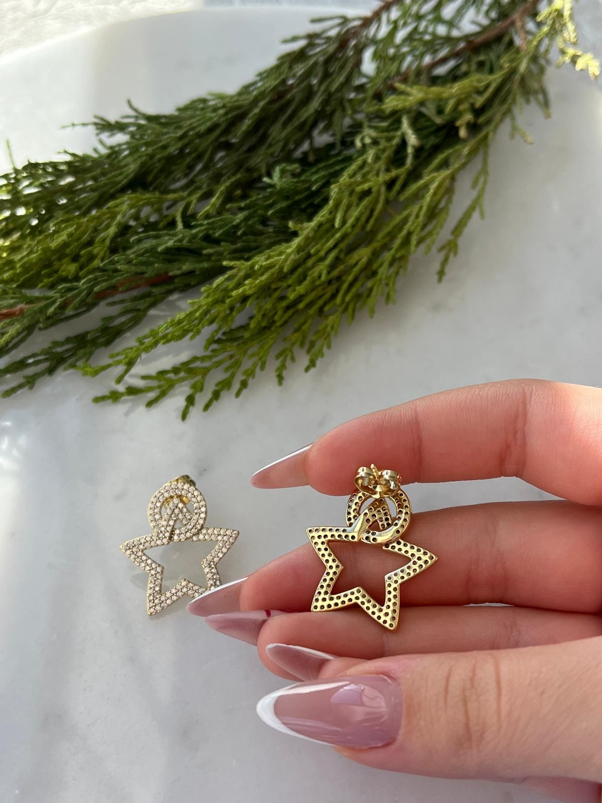 Vip 14K Taşlı Yıldız Küpe
